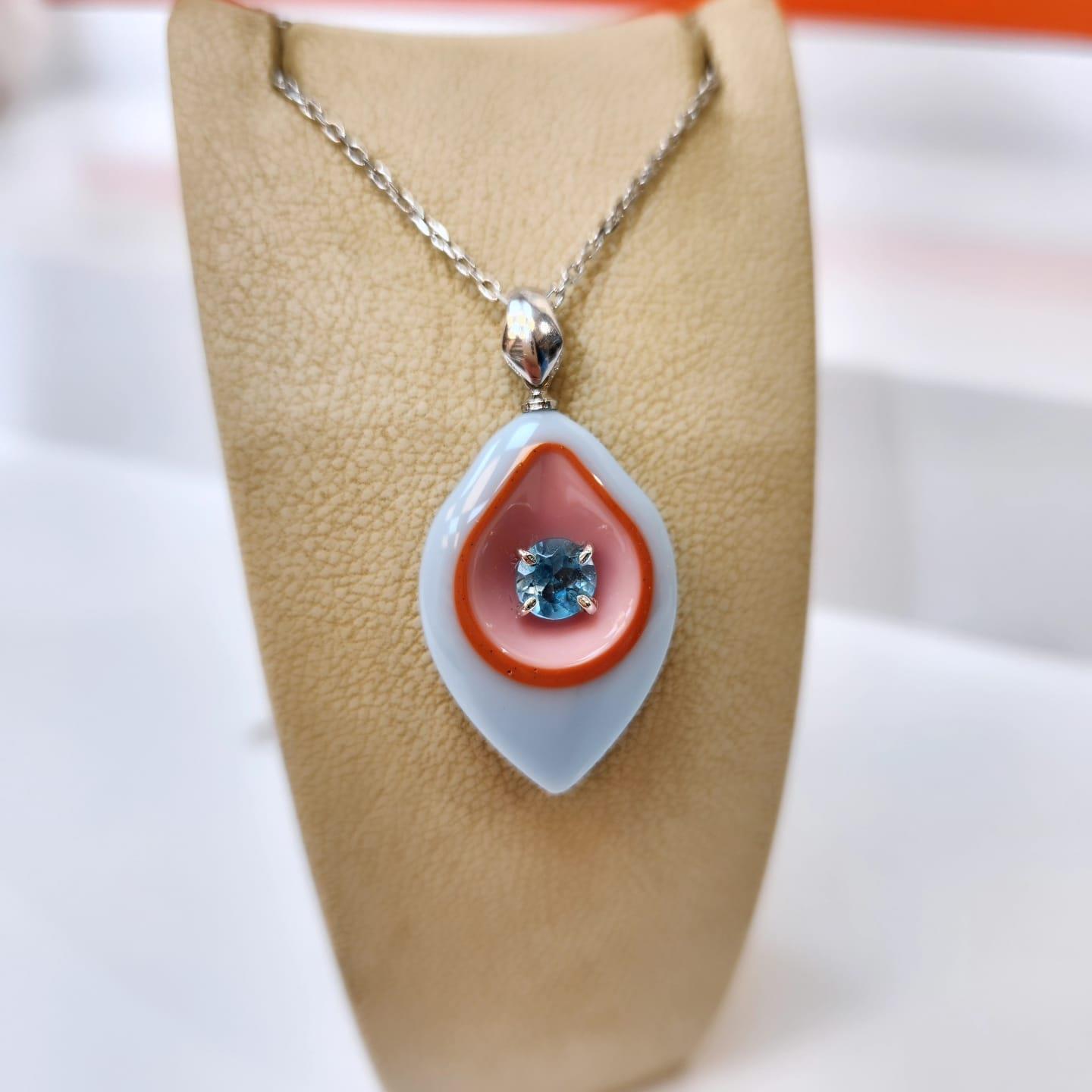 Swiss Blue Topaz Epoksi Gümüş Kolye