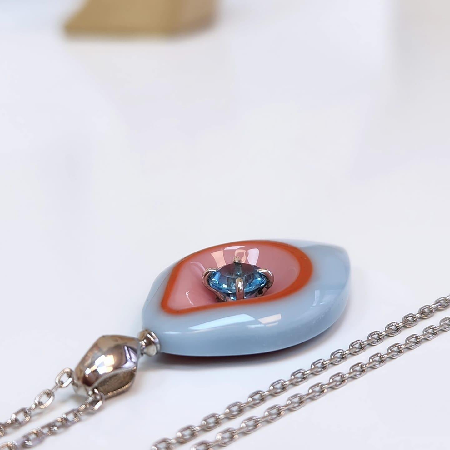 Swiss Blue Topaz Epoksi Gümüş Kolye