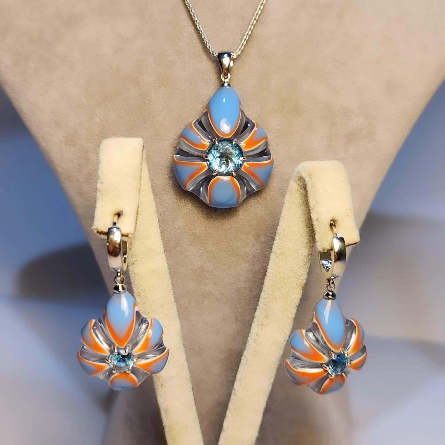 Swiss Blue Topaz Epoksi Gümüş Set