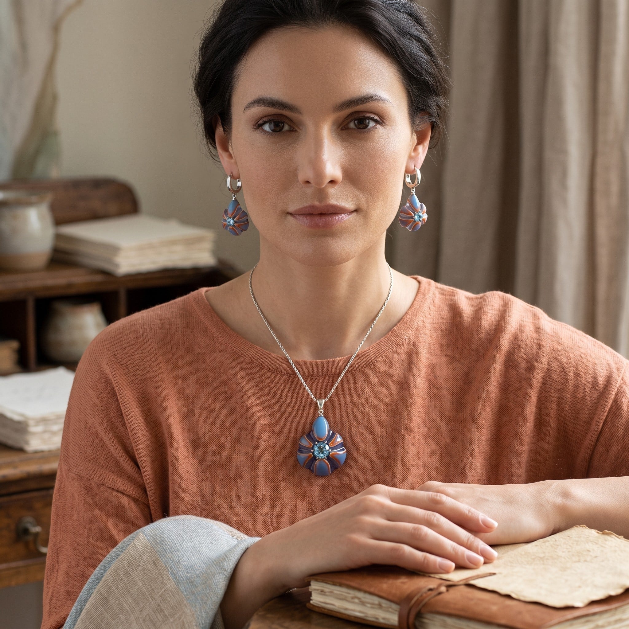 Swiss Blue Topaz Tasarım Gümüş Set