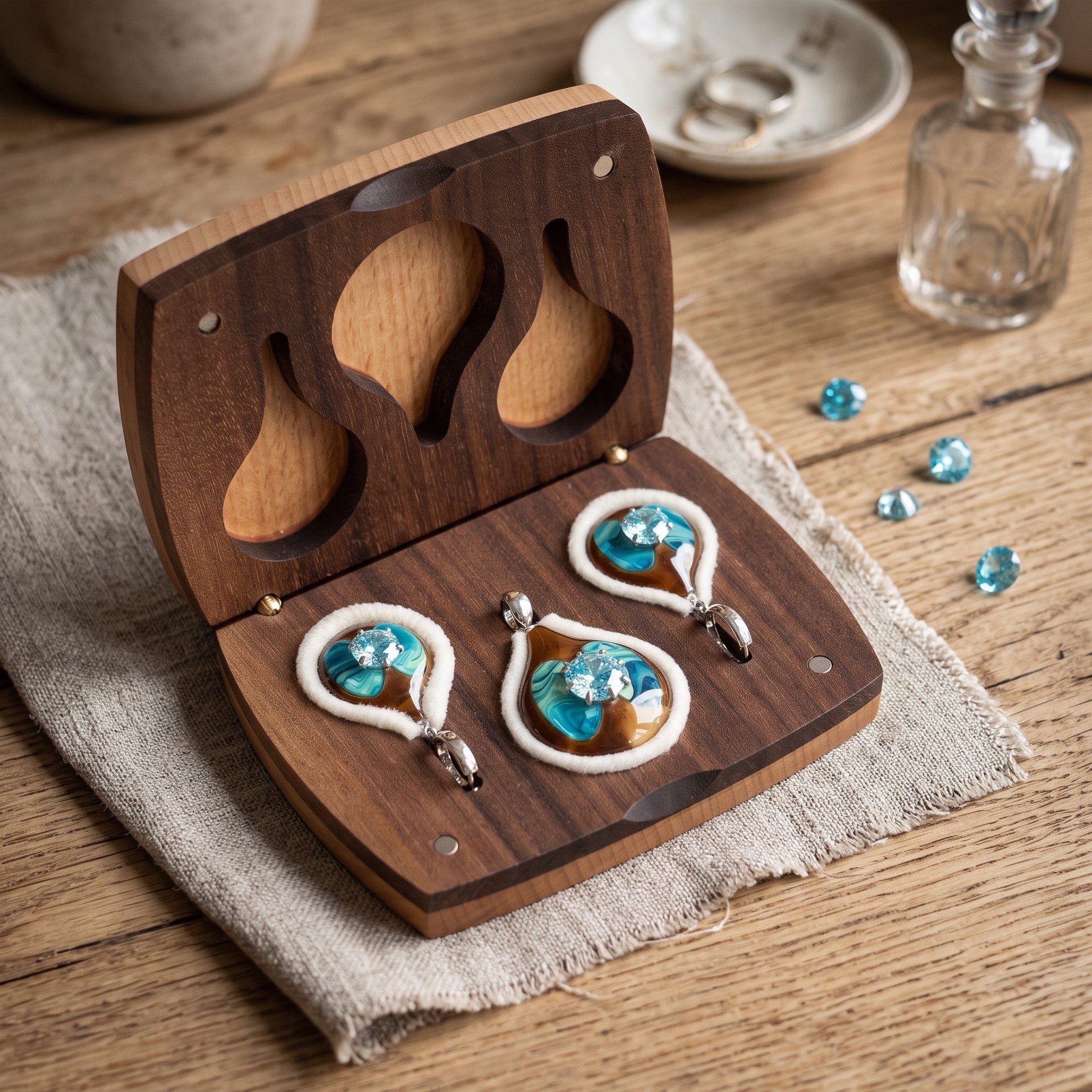 Zirkon Taşlı Bakalit Gümüş Set