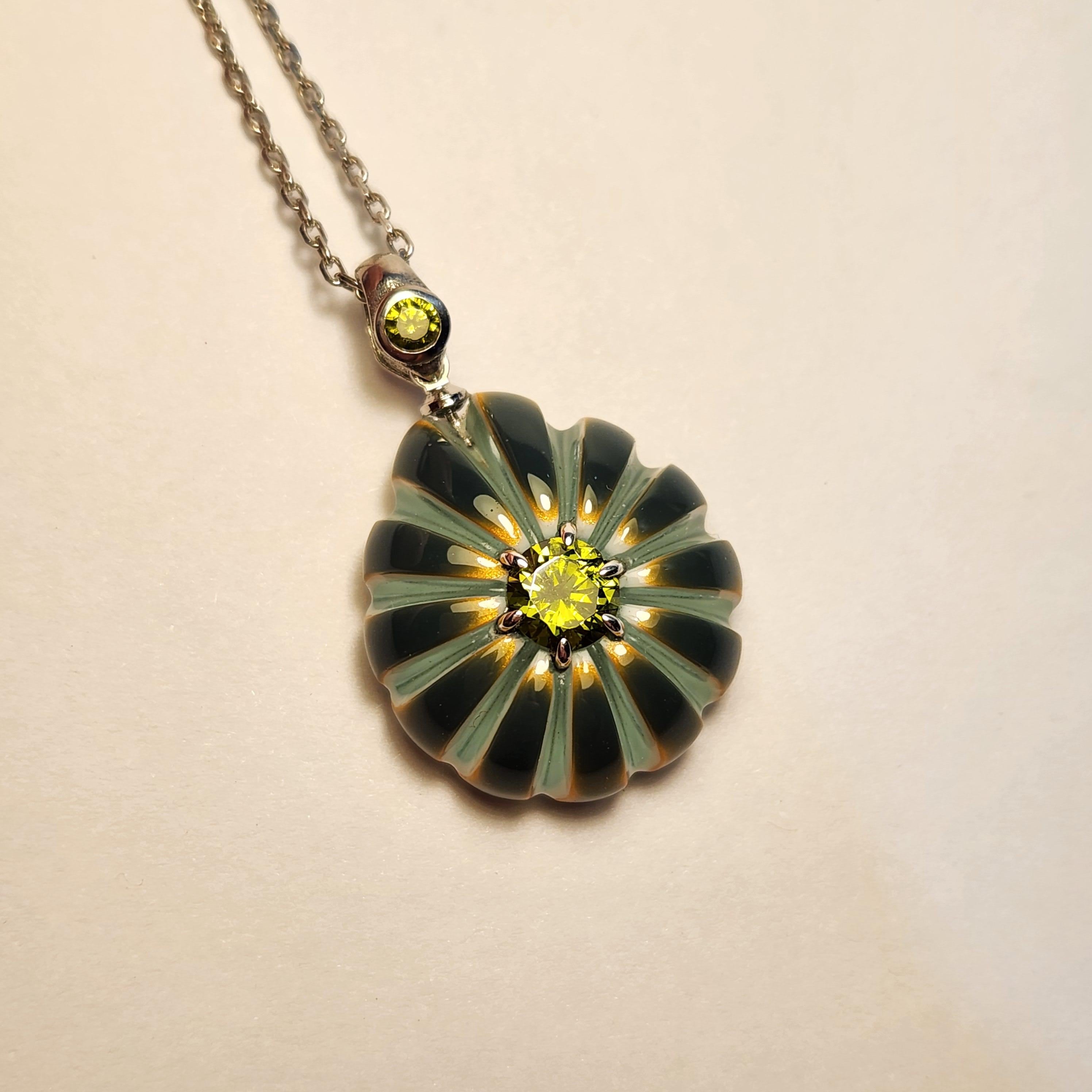 Zirkon Taşlı Epoksi Gümüş Kolye