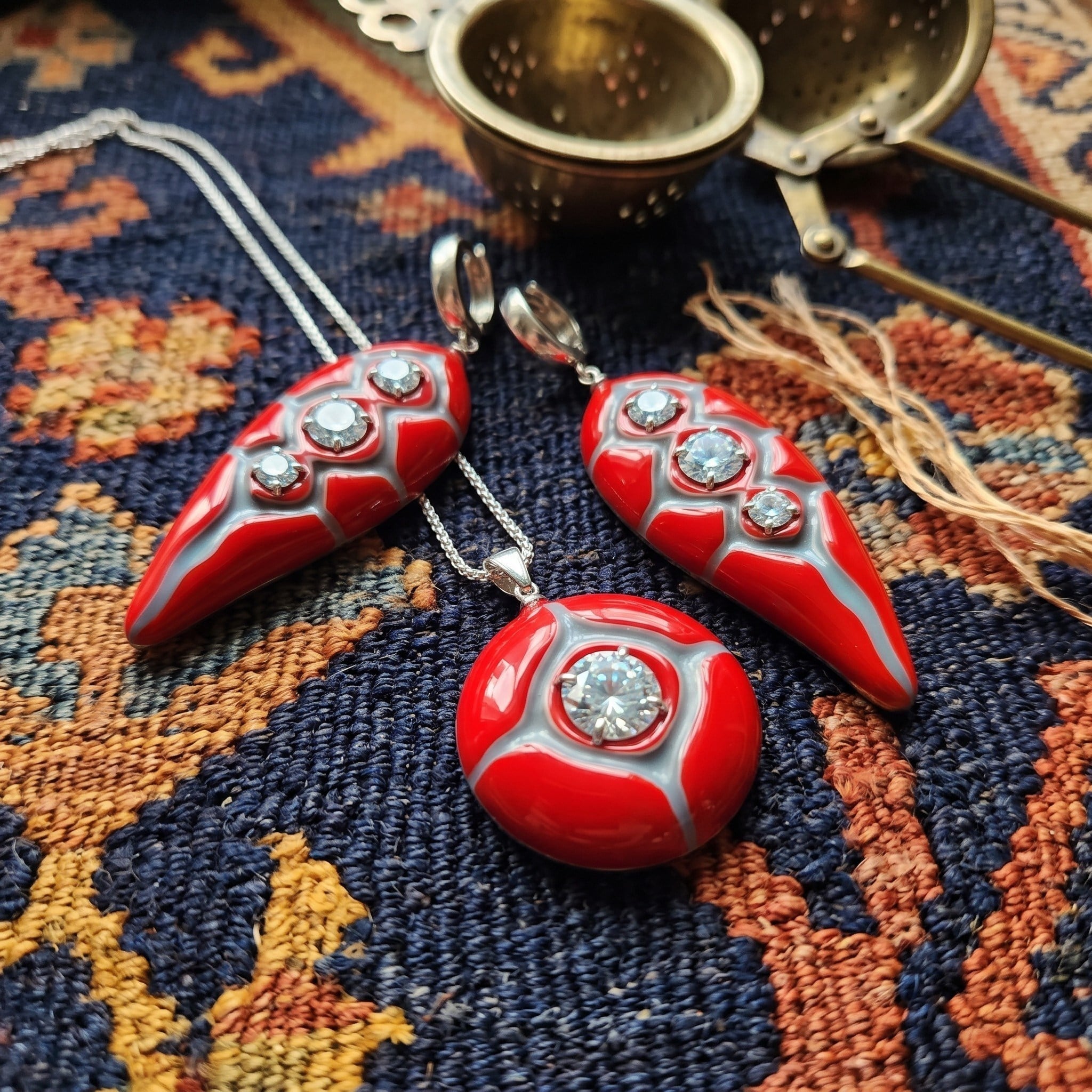 Zirkon Taşlı Tasarım Gümüş Set