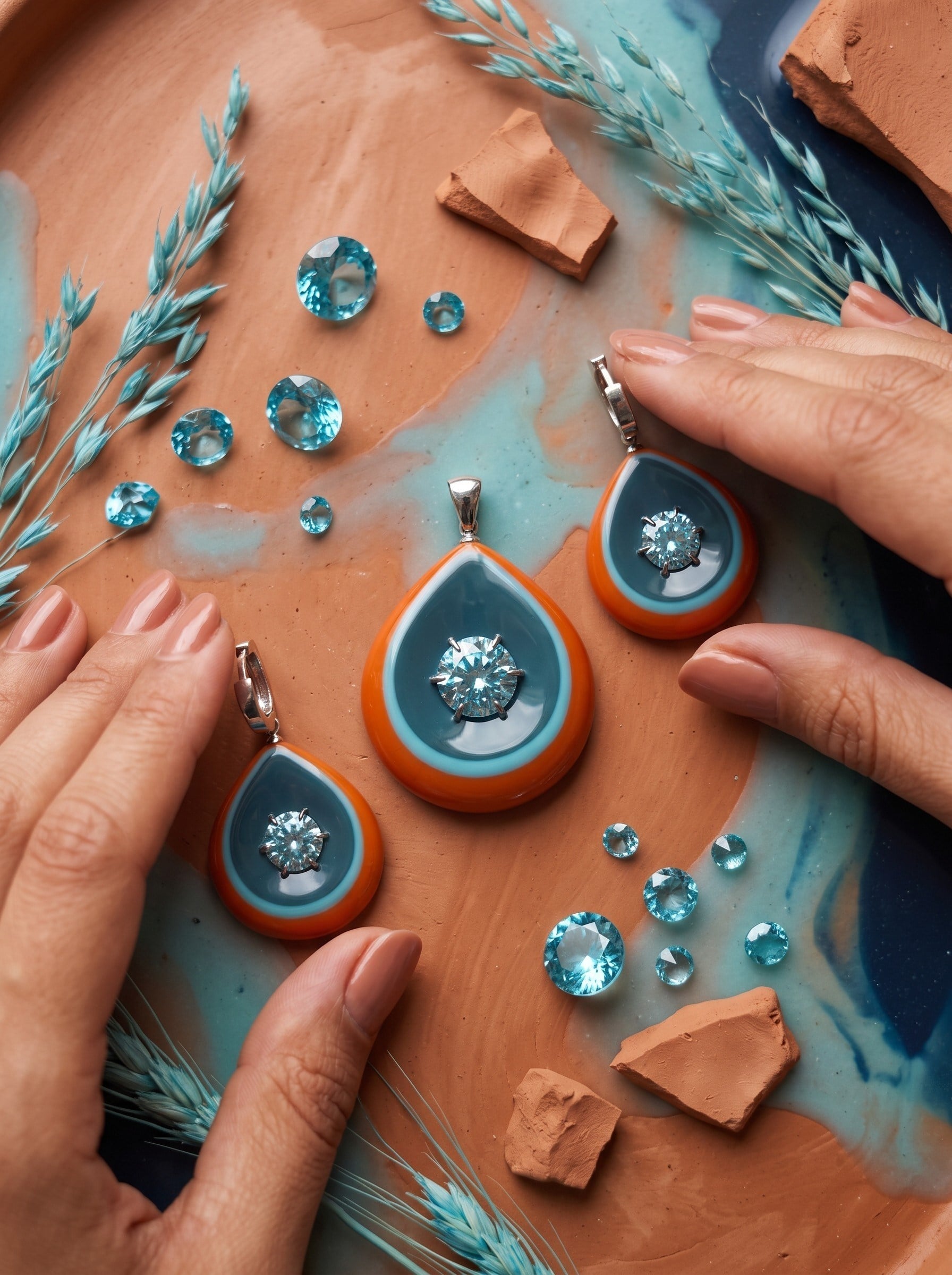 Zirkon Taşlı Tasarım Gümüş Set