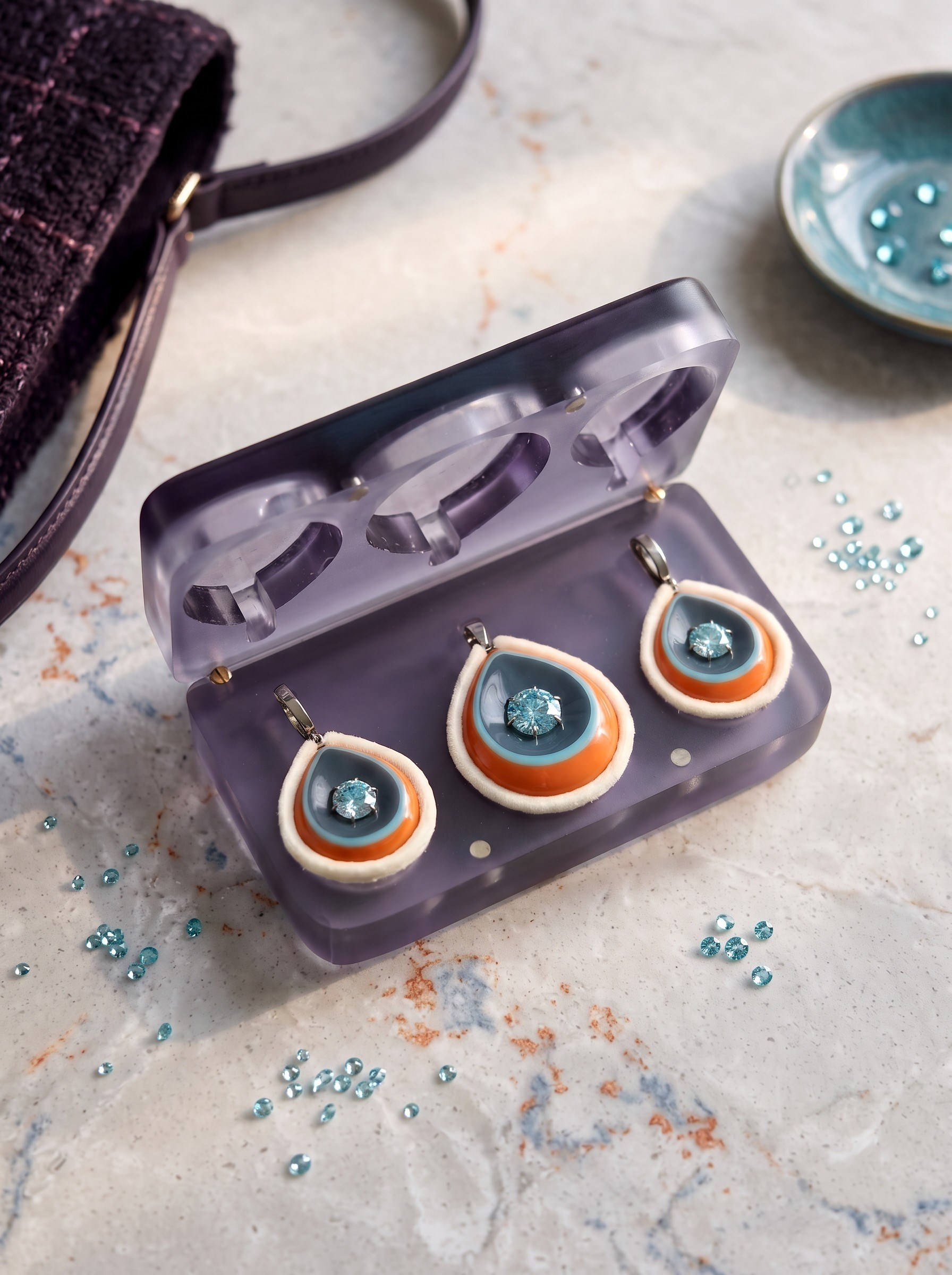 Zirkon Taşlı Tasarım Gümüş Set