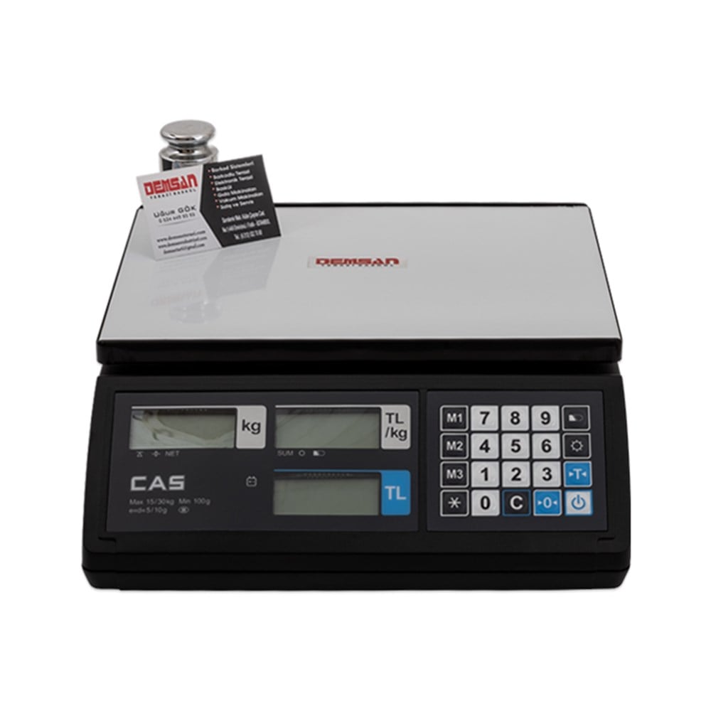 CAS 30 Kg 5 Gr Onaylı Fiyat Hesaplamalı Terazi