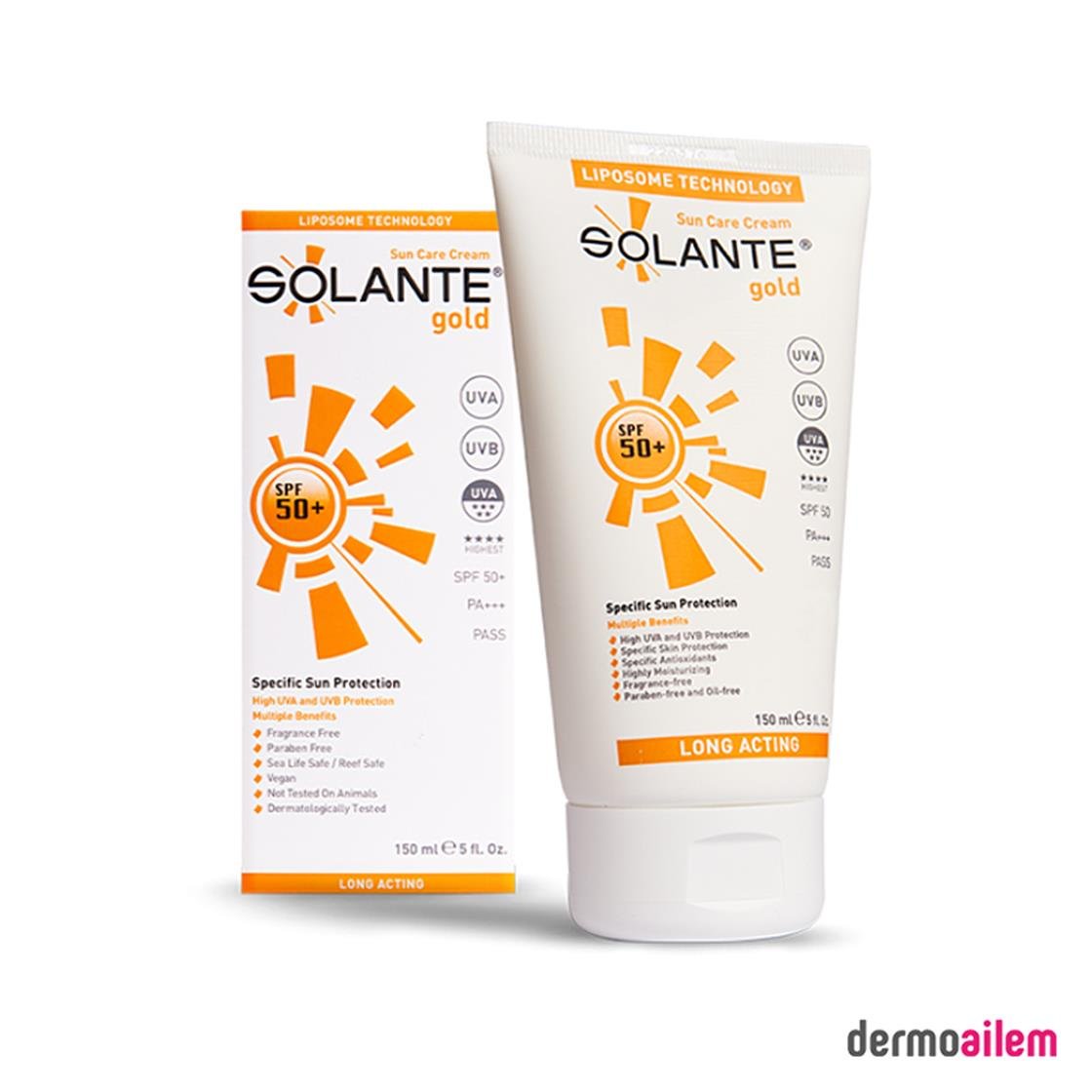 Spf 20 & 50 ArasıSolanteSolante Gold Güneş Koruyucu Krem Spf 50 Faktör 150 ml