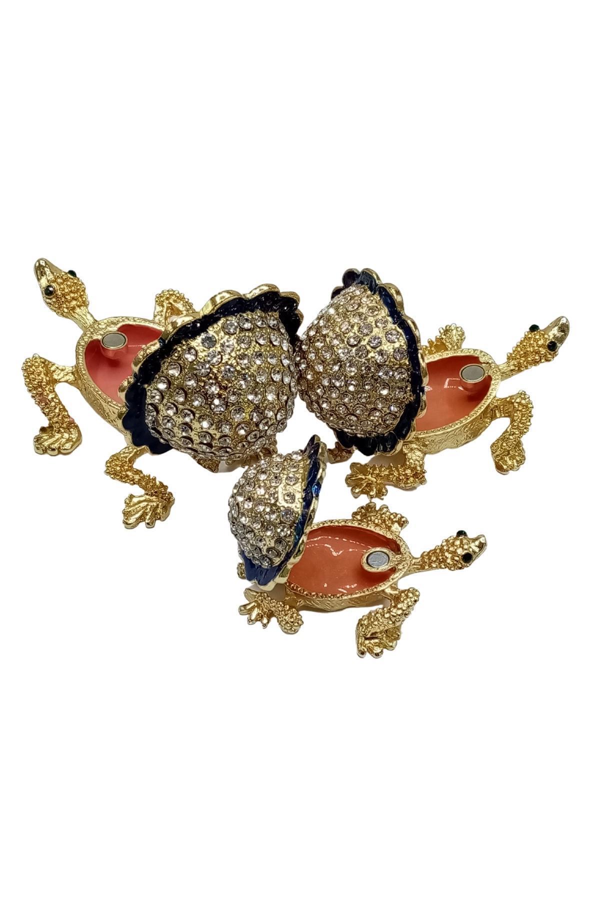 Amerika Birleşik DevletleriDünyadan HediyelerDNY-HD100458Keskin Hediyelik Eşya Ve TekstilSwarovski Taşlı Mavi Kaplumbağa Mücevher Kutusu Üçlü Set