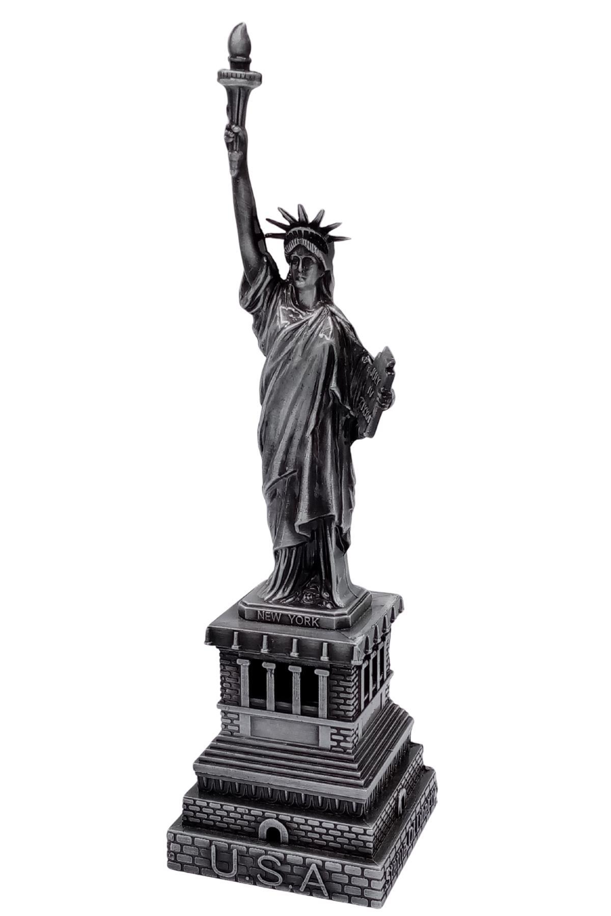 Amerika Birleşik DevletleriDünyadan HediyelerDNY-HDY1685Keskin Hediyelik Eşya Ve TekstilMetal Özgürlük Heykeli Gümüş Vintage Dekor USA 25cm