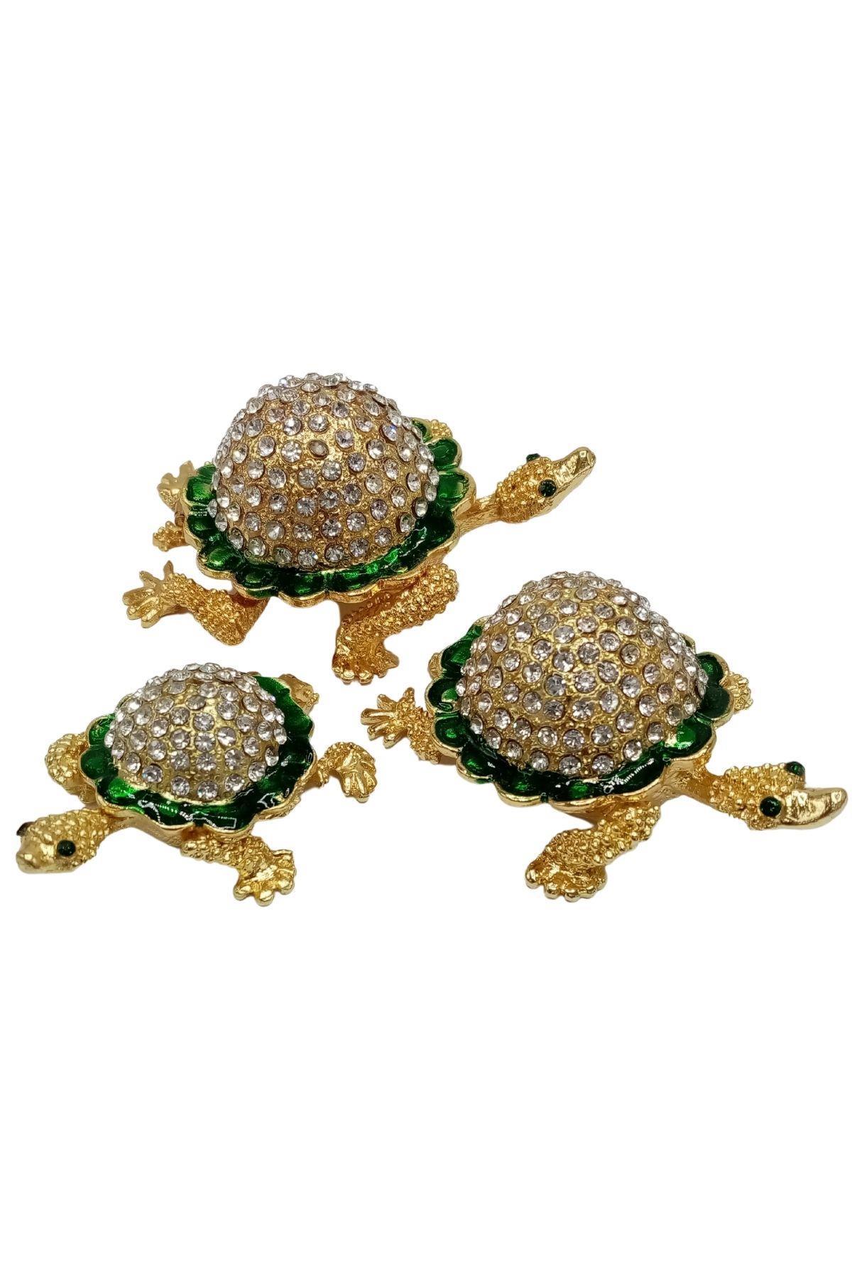 Amerika Birleşik DevletleriDünyadan HediyelerDNY-HD100456Keskin Hediyelik Eşya Ve TekstilSwarovski Taşlı Yeşil Kaplumbağa Mücevher Kutusu Üçlü Set