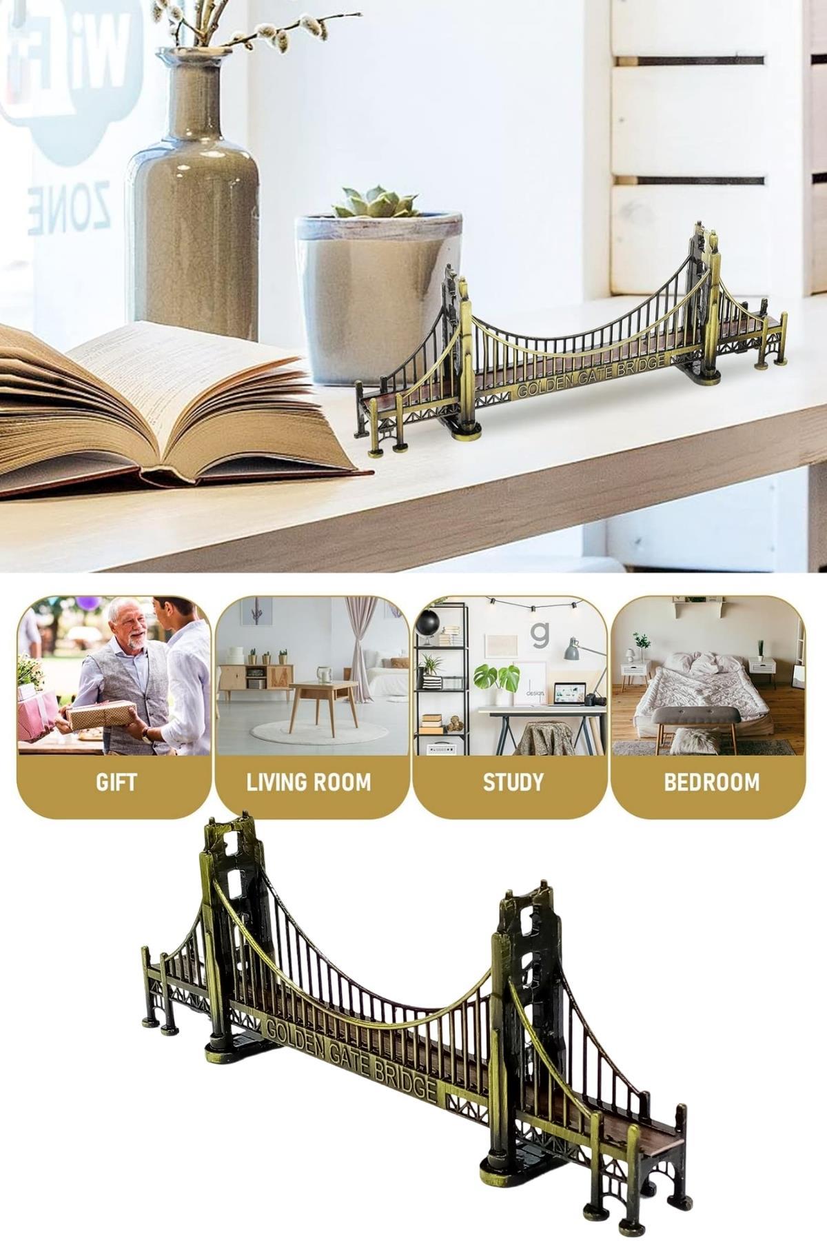Amerika Birleşik DevletleriDünyadan HediyelerDNY-HDMTL600Keskin Hediyelik Eşya Ve TekstilVintage Metal Amerika Golden Gate Köprüsü 18 cm