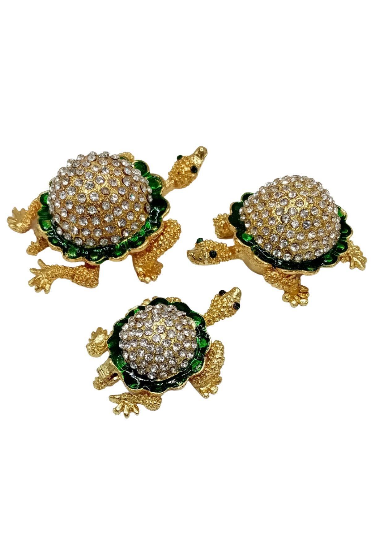 Amerika Birleşik DevletleriDünyadan HediyelerDNY-HD100456Keskin Hediyelik Eşya Ve TekstilSwarovski Taşlı Yeşil Kaplumbağa Mücevher Kutusu Üçlü Set
