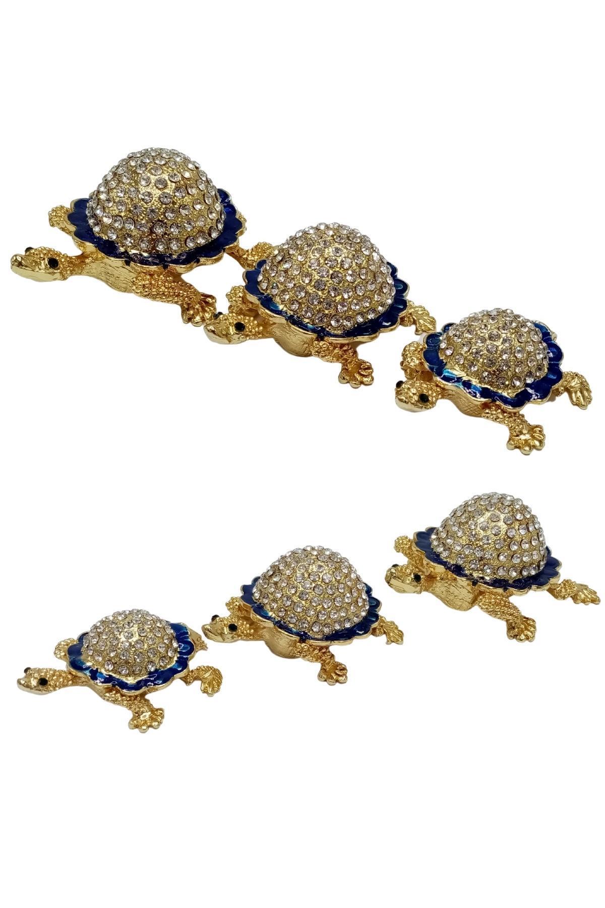 Amerika Birleşik DevletleriDünyadan HediyelerDNY-HD100458Keskin Hediyelik Eşya Ve TekstilSwarovski Taşlı Mavi Kaplumbağa Mücevher Kutusu Üçlü Set