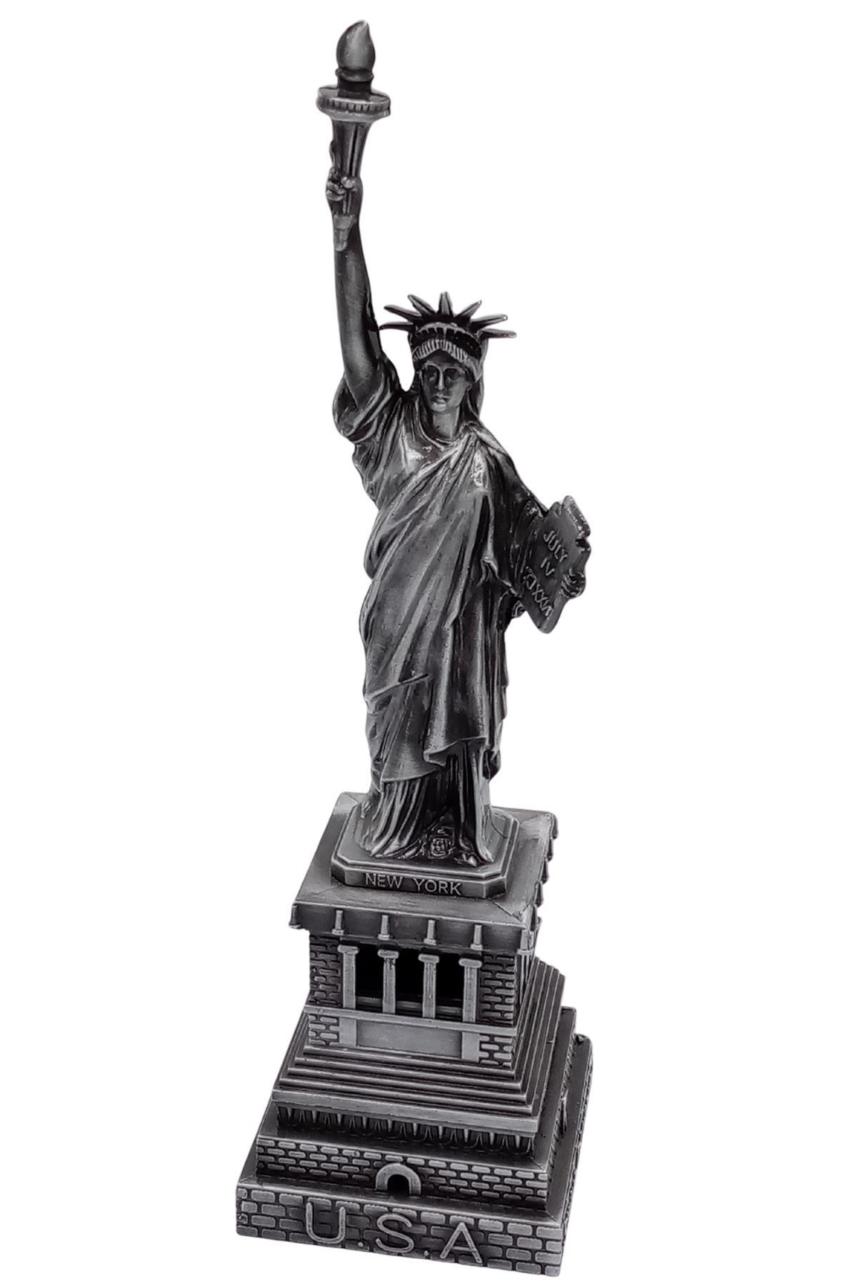 Amerika Birleşik DevletleriDünyadan HediyelerDNY-HDY1685Keskin Hediyelik Eşya Ve TekstilMetal Özgürlük Heykeli Gümüş Vintage Dekor USA 25cm