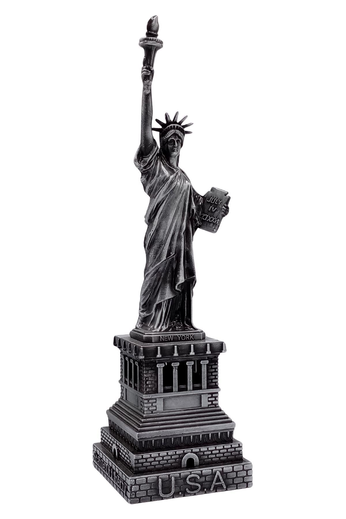 Amerika Birleşik DevletleriDünyadan HediyelerDNY-HDY1685Keskin Hediyelik Eşya Ve TekstilMetal Özgürlük Heykeli Gümüş Vintage Dekor USA 25cm