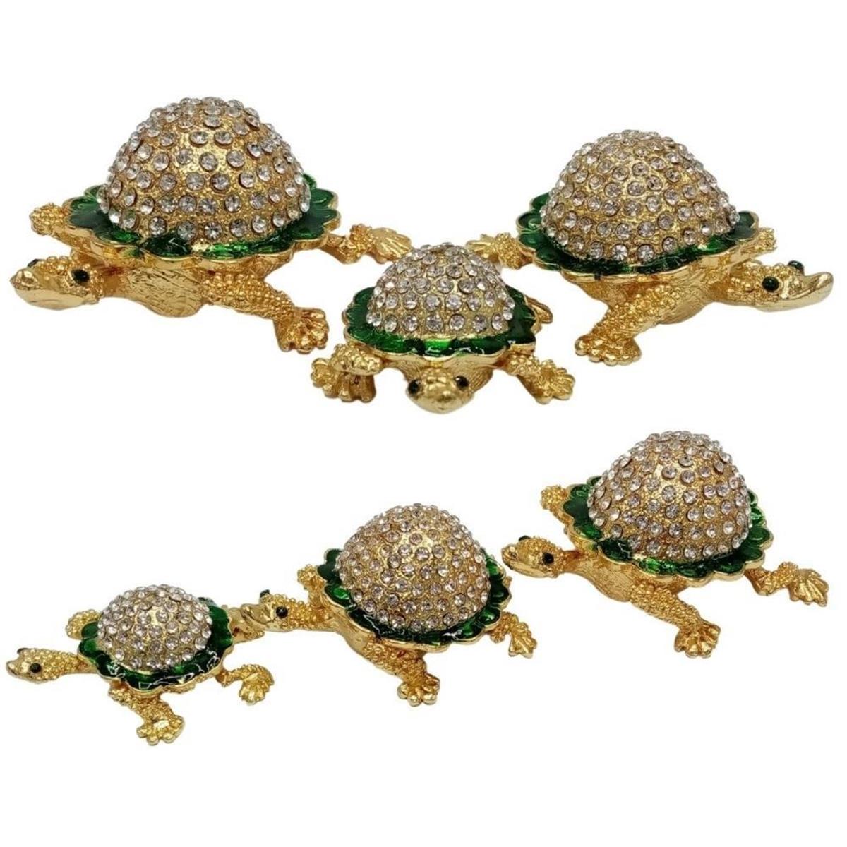 Amerika Birleşik DevletleriDünyadan HediyelerDNY-HD100456Keskin Hediyelik Eşya Ve TekstilSwarovski Taşlı Yeşil Kaplumbağa Mücevher Kutusu Üçlü Set
