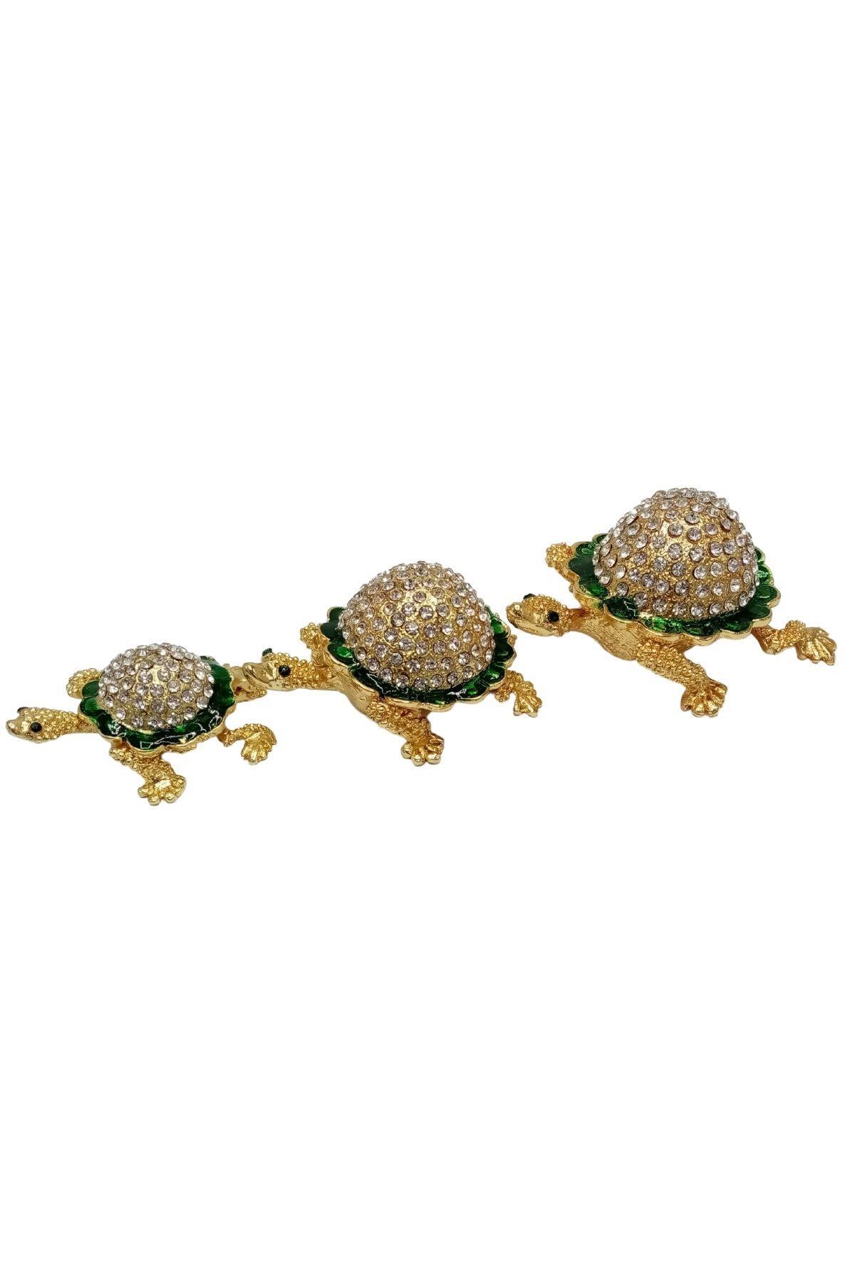 Amerika Birleşik DevletleriDünyadan HediyelerDNY-HD100456Keskin Hediyelik Eşya Ve TekstilSwarovski Taşlı Yeşil Kaplumbağa Mücevher Kutusu Üçlü Set