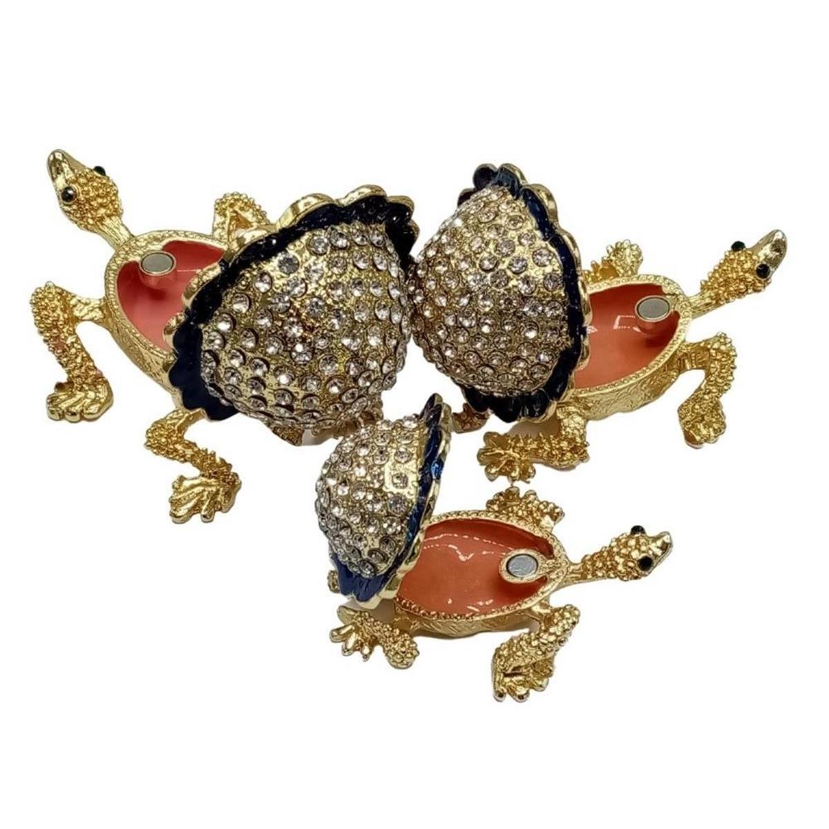 Amerika Birleşik DevletleriDünyadan HediyelerDNY-HD100458Keskin Hediyelik Eşya Ve TekstilSwarovski Taşlı Mavi Kaplumbağa Mücevher Kutusu Üçlü Set