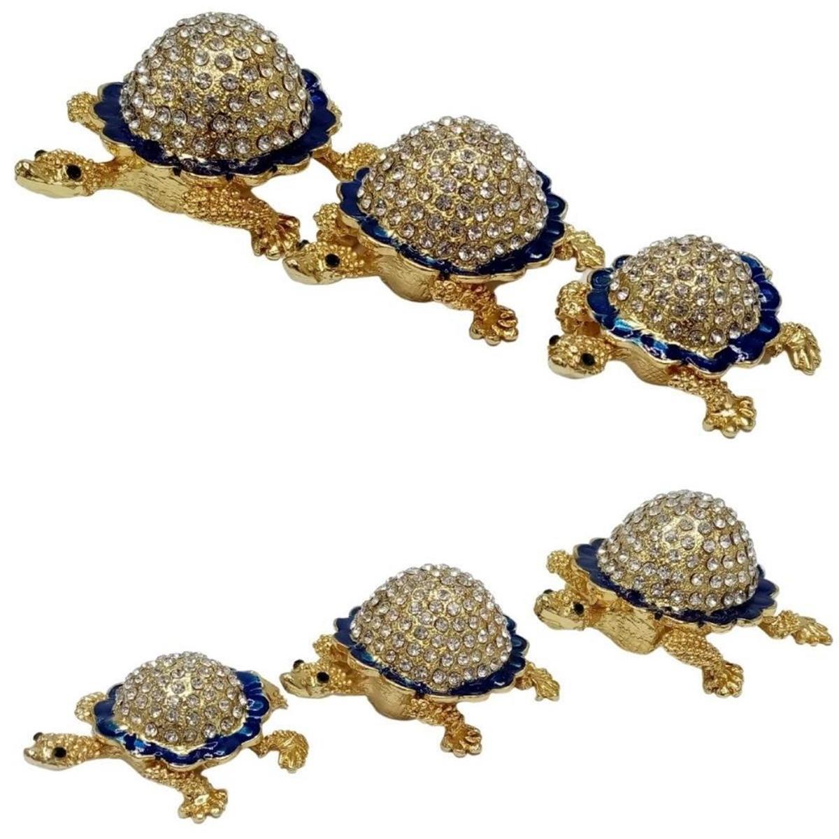 Amerika Birleşik DevletleriDünyadan HediyelerDNY-HD100458Keskin Hediyelik Eşya Ve TekstilSwarovski Taşlı Mavi Kaplumbağa Mücevher Kutusu Üçlü Set