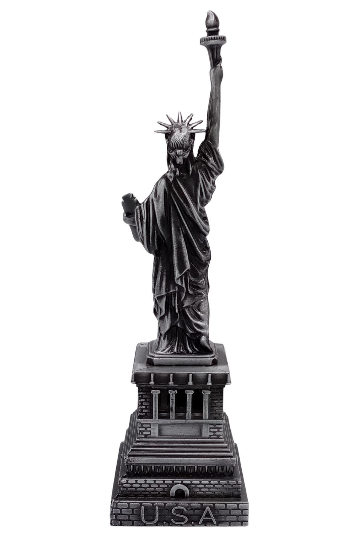 Amerika Birleşik DevletleriDünyadan HediyelerDNY-HDY1685Keskin Hediyelik Eşya Ve TekstilMetal Özgürlük Heykeli Gümüş Vintage Dekor USA 25cm