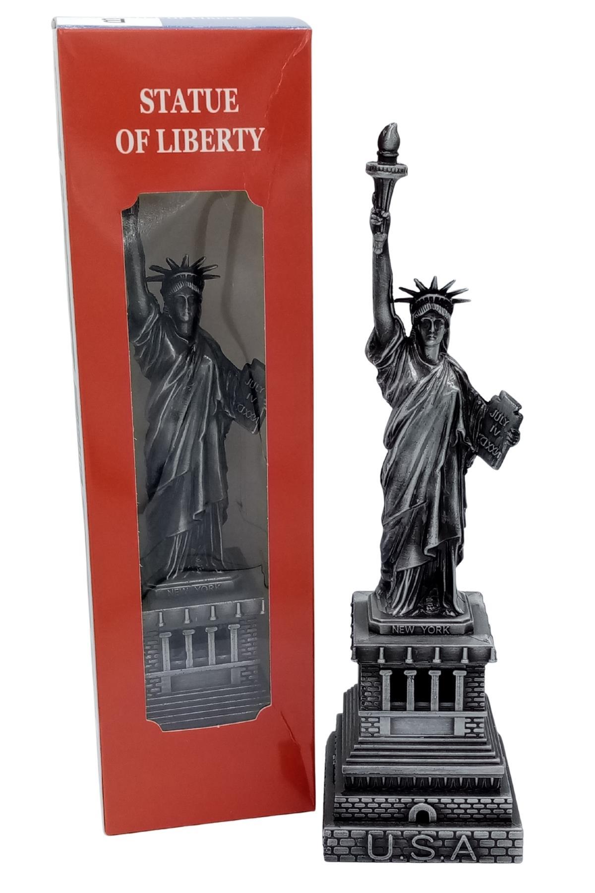 Amerika Birleşik DevletleriDünyadan HediyelerDNY-HDY1685Keskin Hediyelik Eşya Ve TekstilMetal Özgürlük Heykeli Gümüş Vintage Dekor USA 25cm