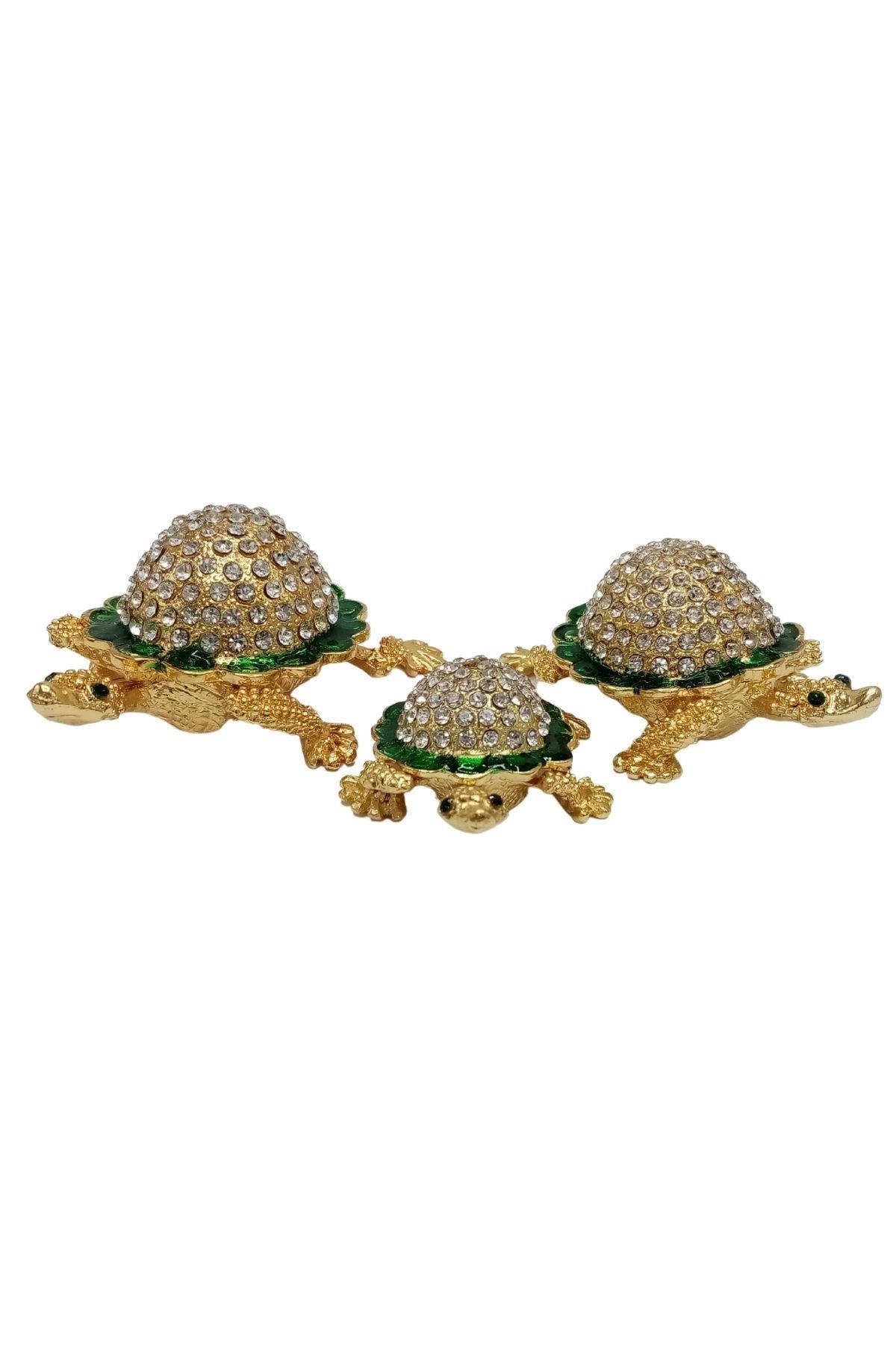 Amerika Birleşik DevletleriDünyadan HediyelerDNY-HD100456Keskin Hediyelik Eşya Ve TekstilSwarovski Taşlı Yeşil Kaplumbağa Mücevher Kutusu Üçlü Set