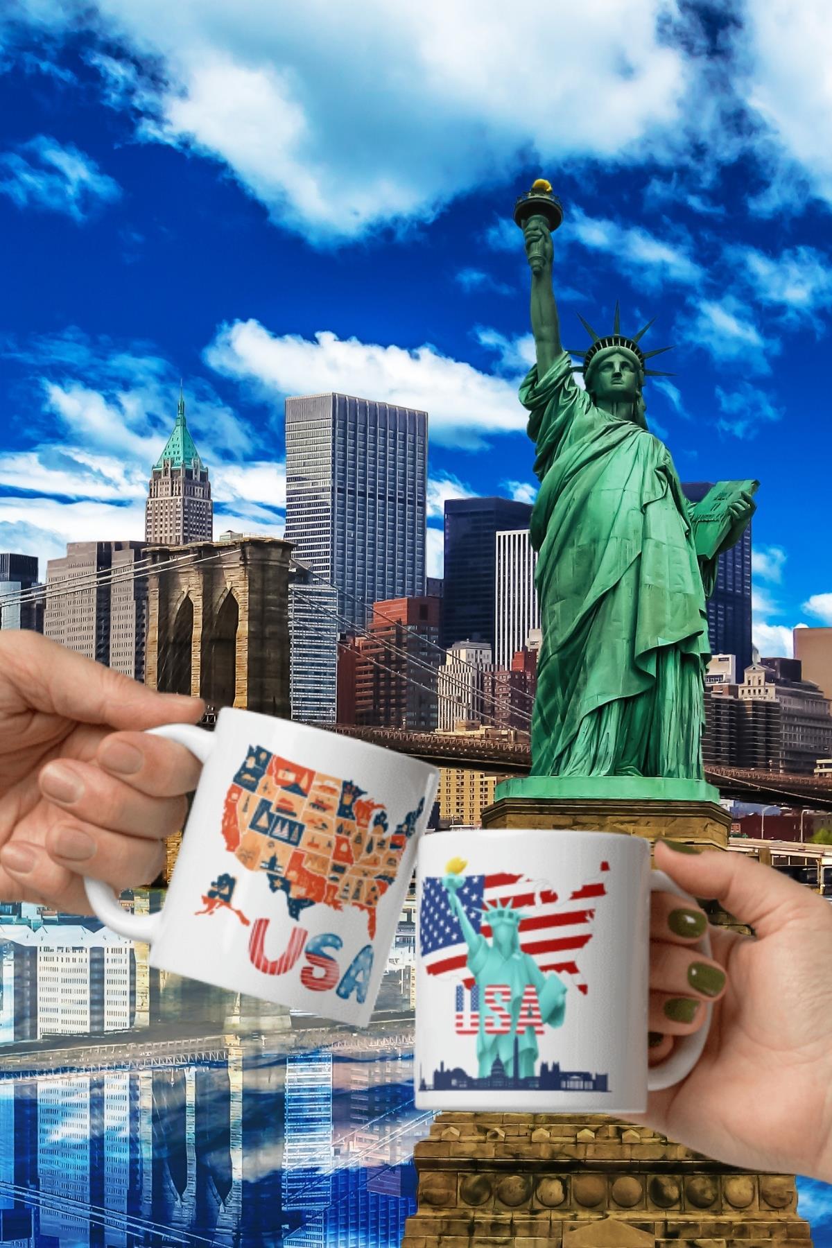 Amerika Birleşik DevletleriDünyadan HediyelerDNY-HDMUGB29Keskin Hediyelik Eşya Ve TekstilAmerika Birleşik Devletleri Kupa Bardak 2 Adet Seyahat Hatıra USA Mug