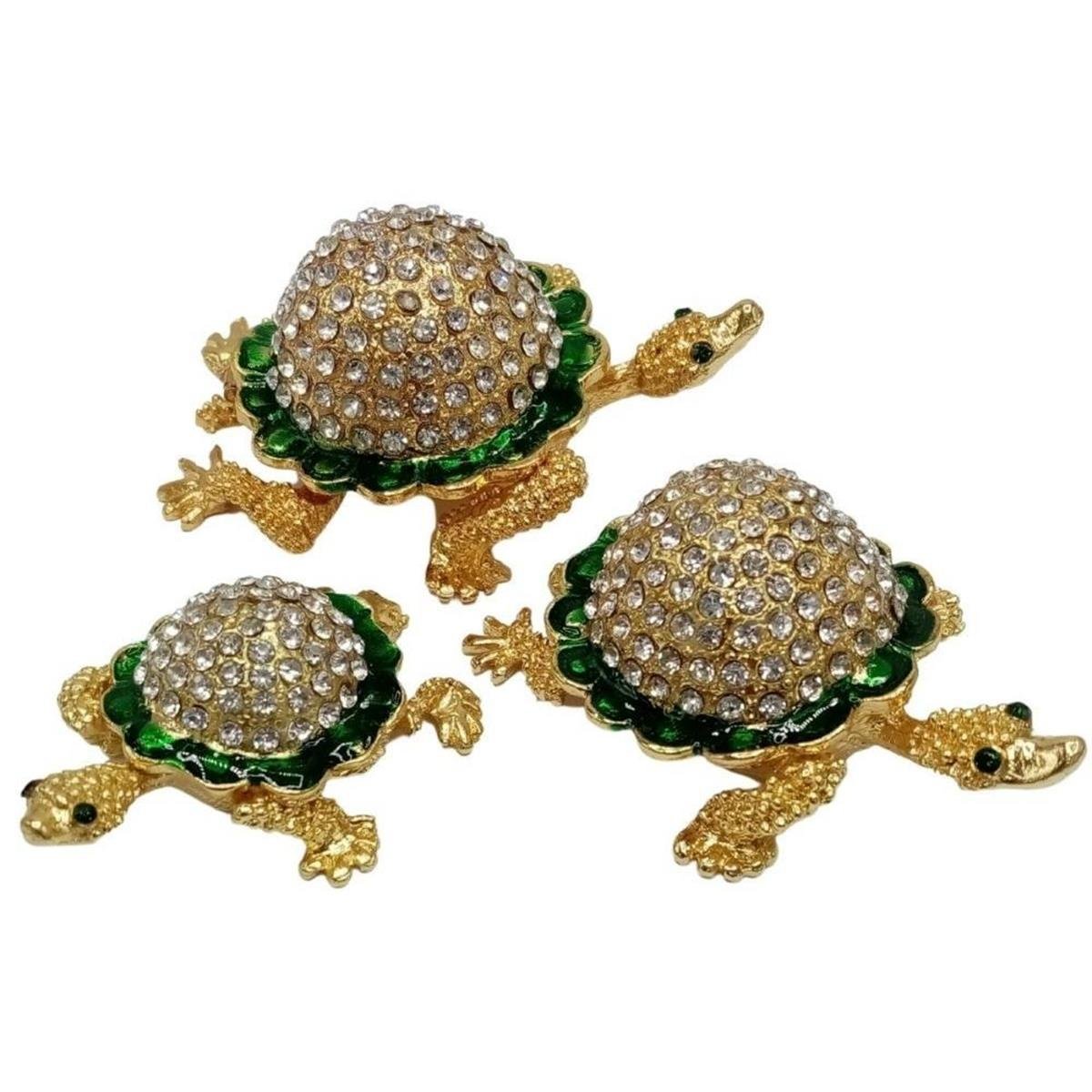 Amerika Birleşik DevletleriDünyadan HediyelerDNY-HD100456Keskin Hediyelik Eşya Ve TekstilSwarovski Taşlı Yeşil Kaplumbağa Mücevher Kutusu Üçlü Set