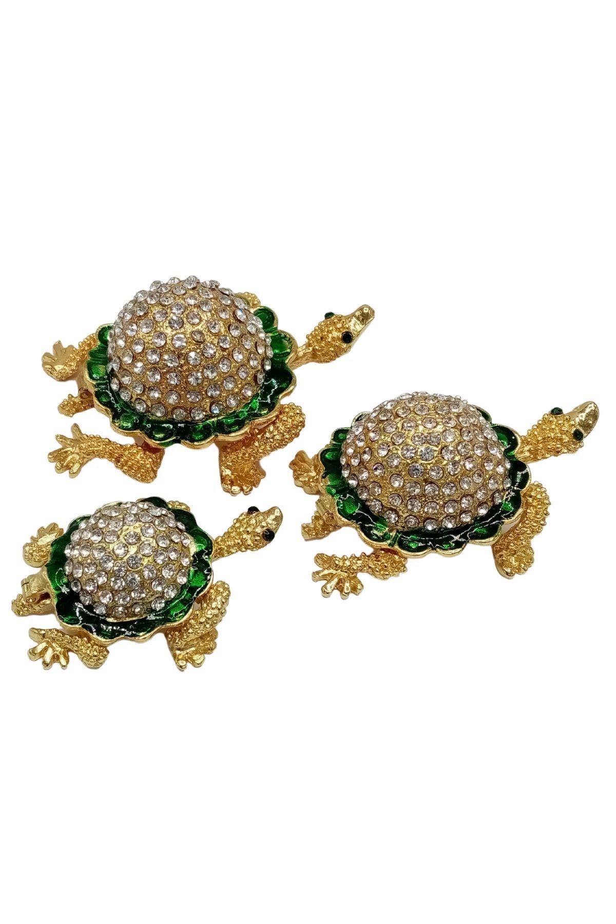 Amerika Birleşik DevletleriDünyadan HediyelerDNY-HD100456Keskin Hediyelik Eşya Ve TekstilSwarovski Taşlı Yeşil Kaplumbağa Mücevher Kutusu Üçlü Set