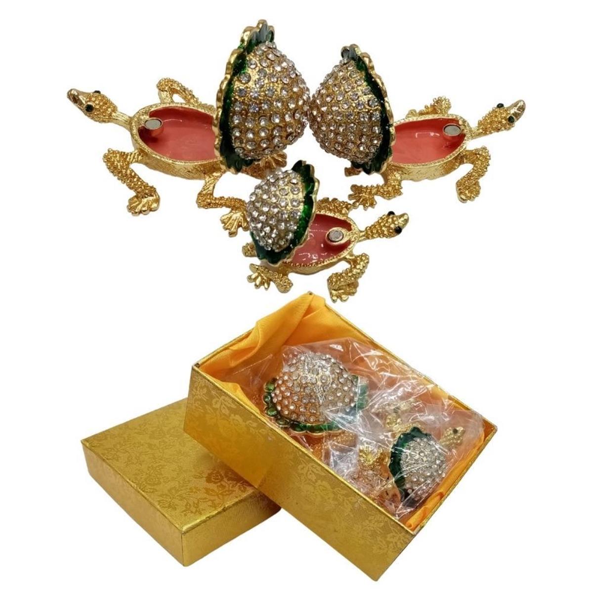 Amerika Birleşik DevletleriDünyadan HediyelerDNY-HD100456Keskin Hediyelik Eşya Ve TekstilSwarovski Taşlı Yeşil Kaplumbağa Mücevher Kutusu Üçlü Set