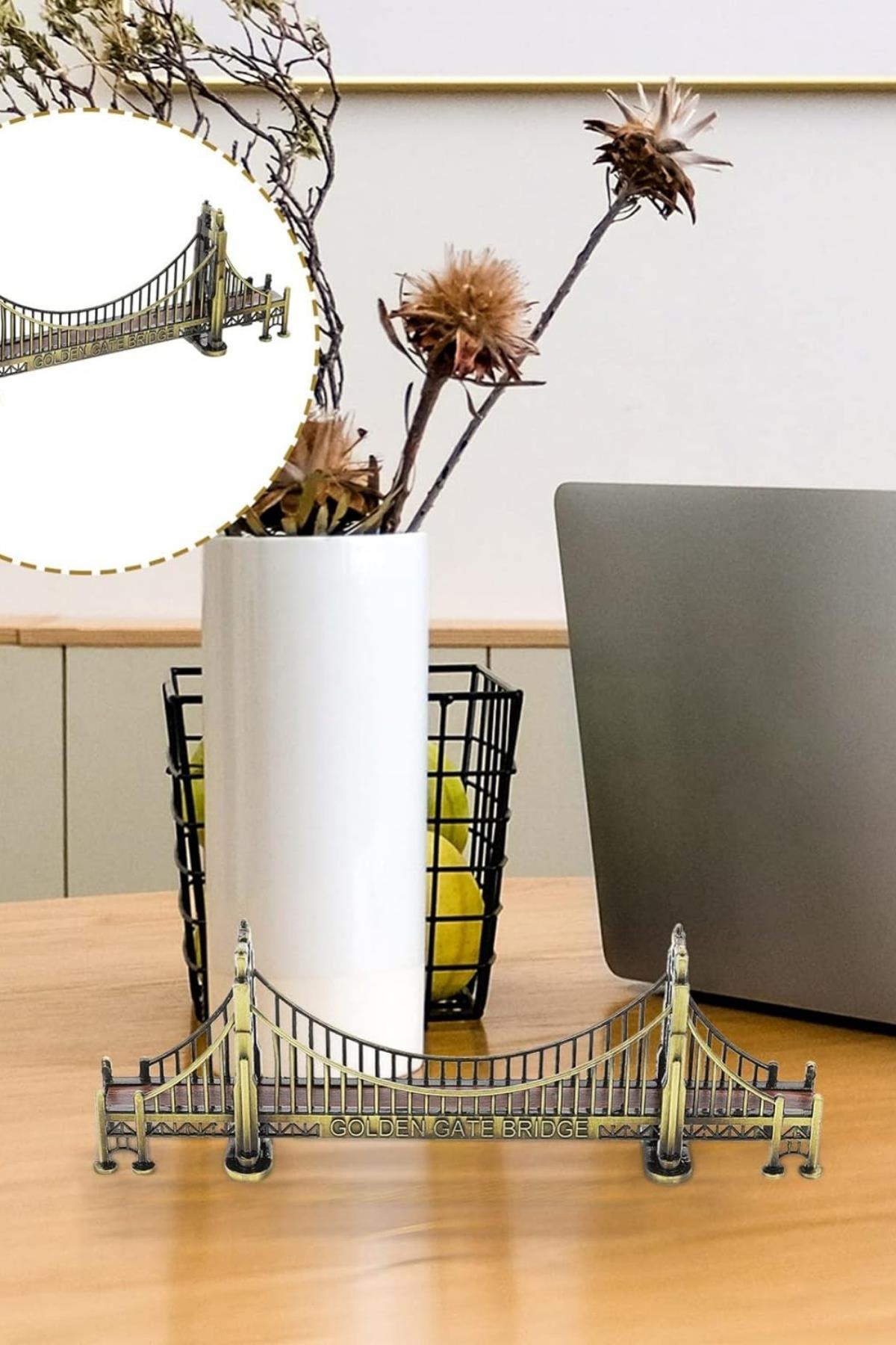 Amerika Birleşik DevletleriDünyadan HediyelerDNY-HDMTL600Keskin Hediyelik Eşya Ve TekstilVintage Metal Amerika Golden Gate Köprüsü 18 cm