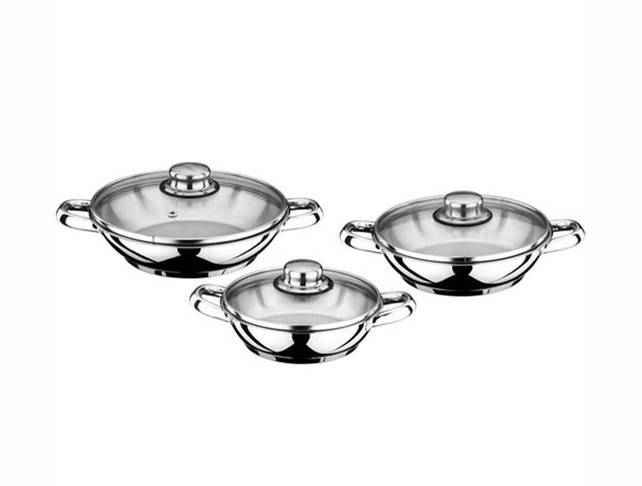 AKDENİZ 6 PARÇA ÇELİK OMLET SET CAM KAPAK