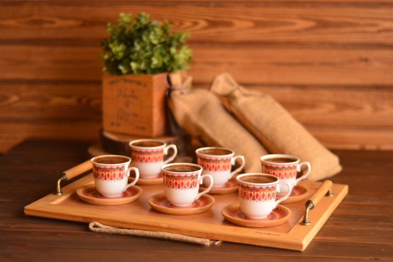 BAMBUM 6 KİŞİLİK KAHVE TAKIMI B1302 KIRMIZI