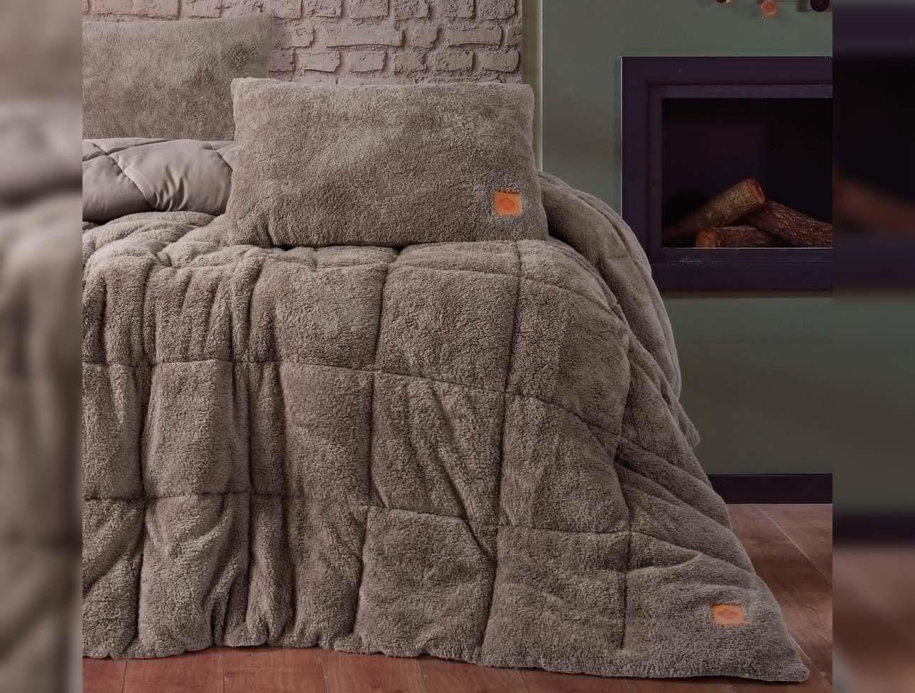 CB ÇİFT KİŞİLİK PELUŞ YORGAN SETİ BEJ 195X215 CM