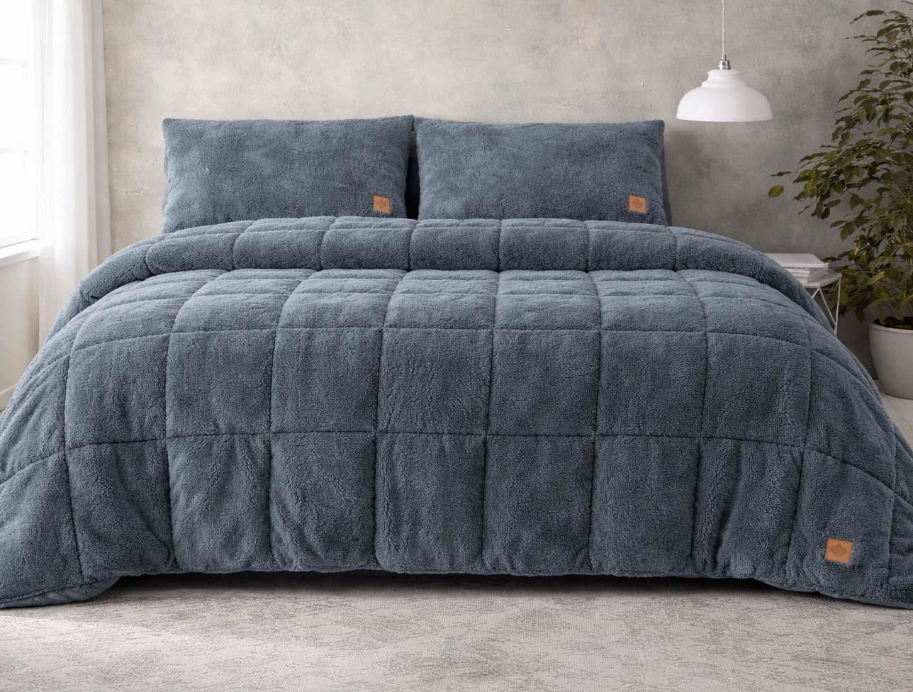 CB ÇİFT KİŞİLİK PELUŞ YORGAN SETİ GRİ 195X215 CM