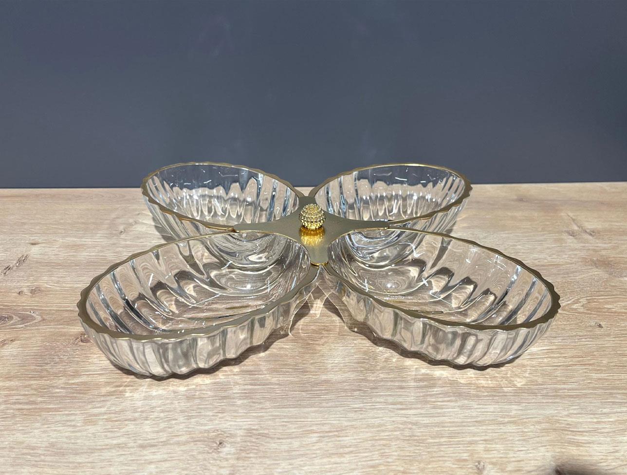 EFEGİL ONDULE GOLD CAM 4 LÜ ÇEREZLİK 32-32-7 CM