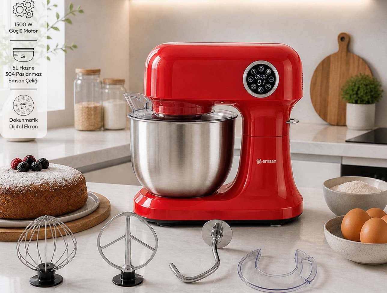 EMSAN BELLA GUSTO PRO STAND MİKSER KIRMIZI 1500W