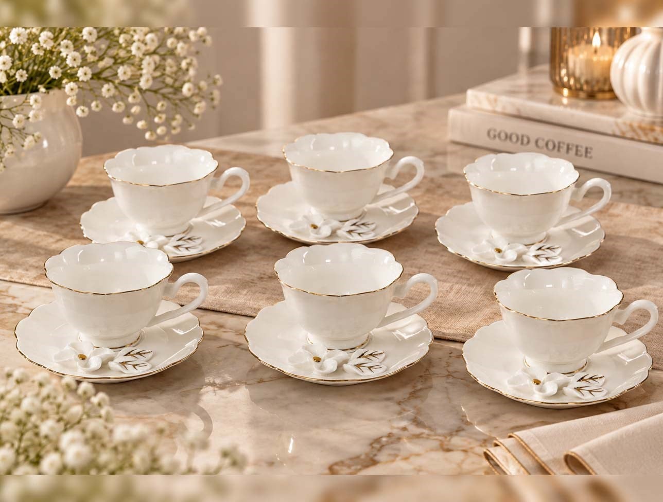 EMSAN DAİSY LUXE 6 LI KAHVE GOLD BEYAZ