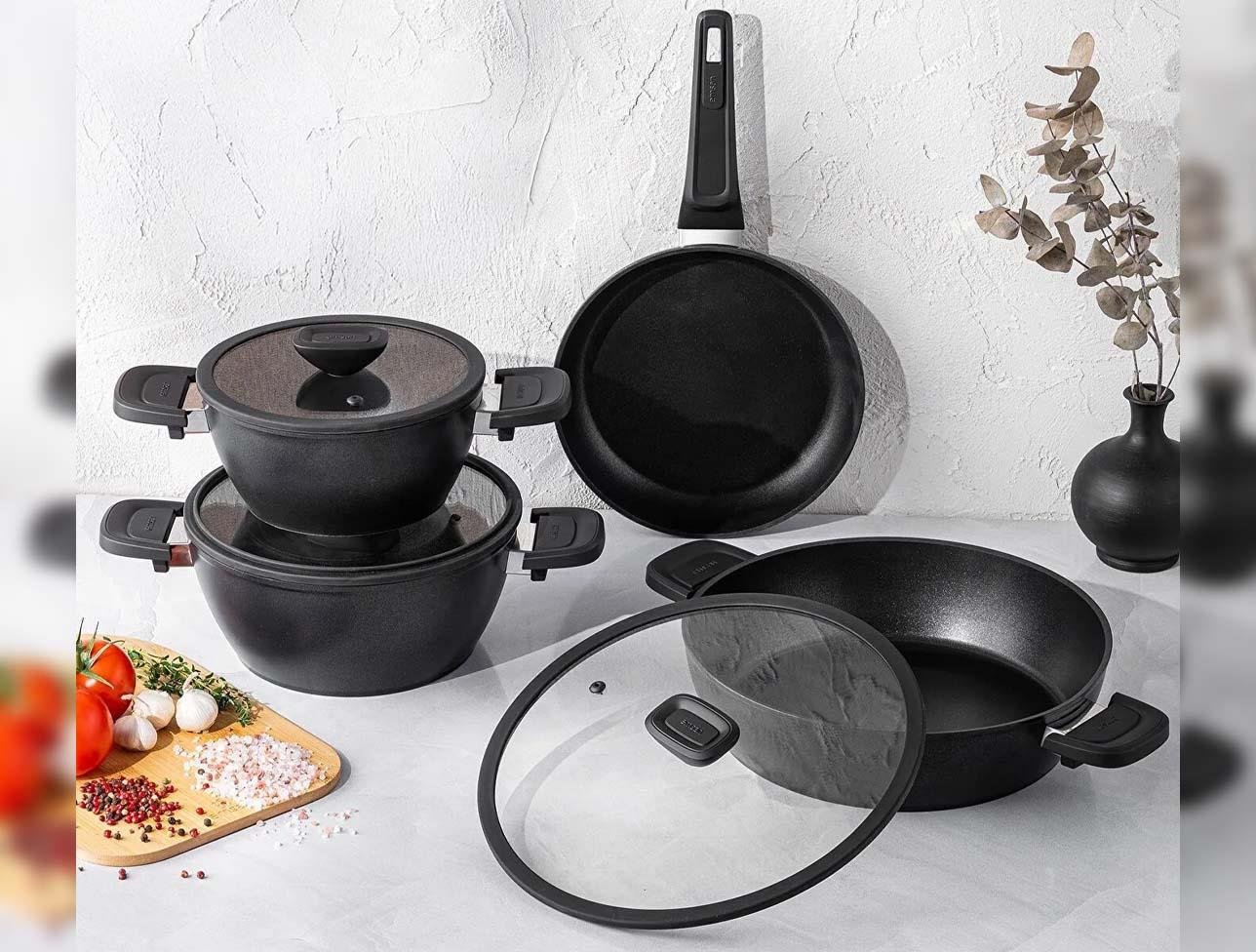 EMSAN DİAMENTE 7 PARÇA TENCERE SET SİYAH