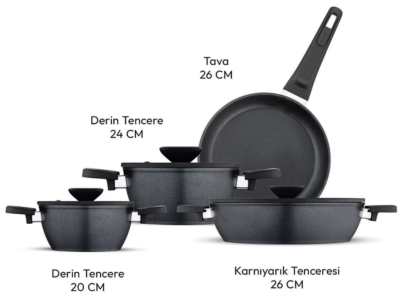 EMSAN DİAMENTE 7 PARÇA TENCERE SET SİYAH