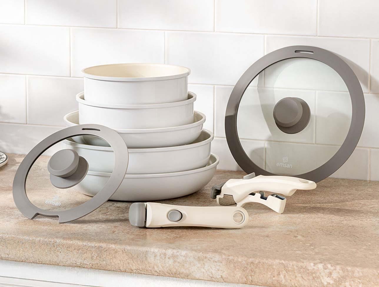 EMSAN EASY CLICK TENCERE SETİ AÇIK GRİ