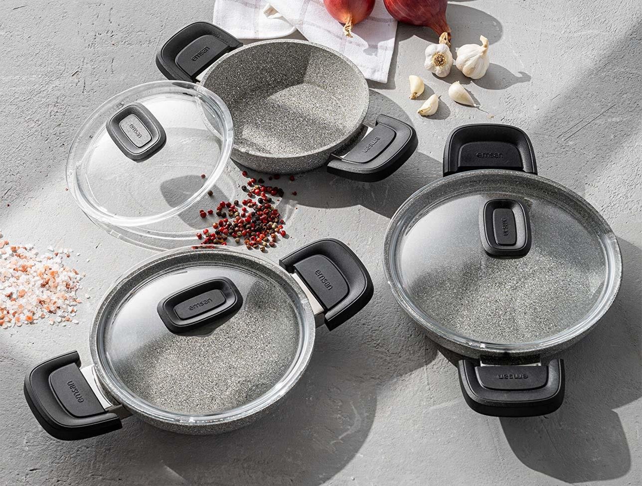 EMSAN FORTIS GRANİT 6 PARÇA SAHAN SET GRİ