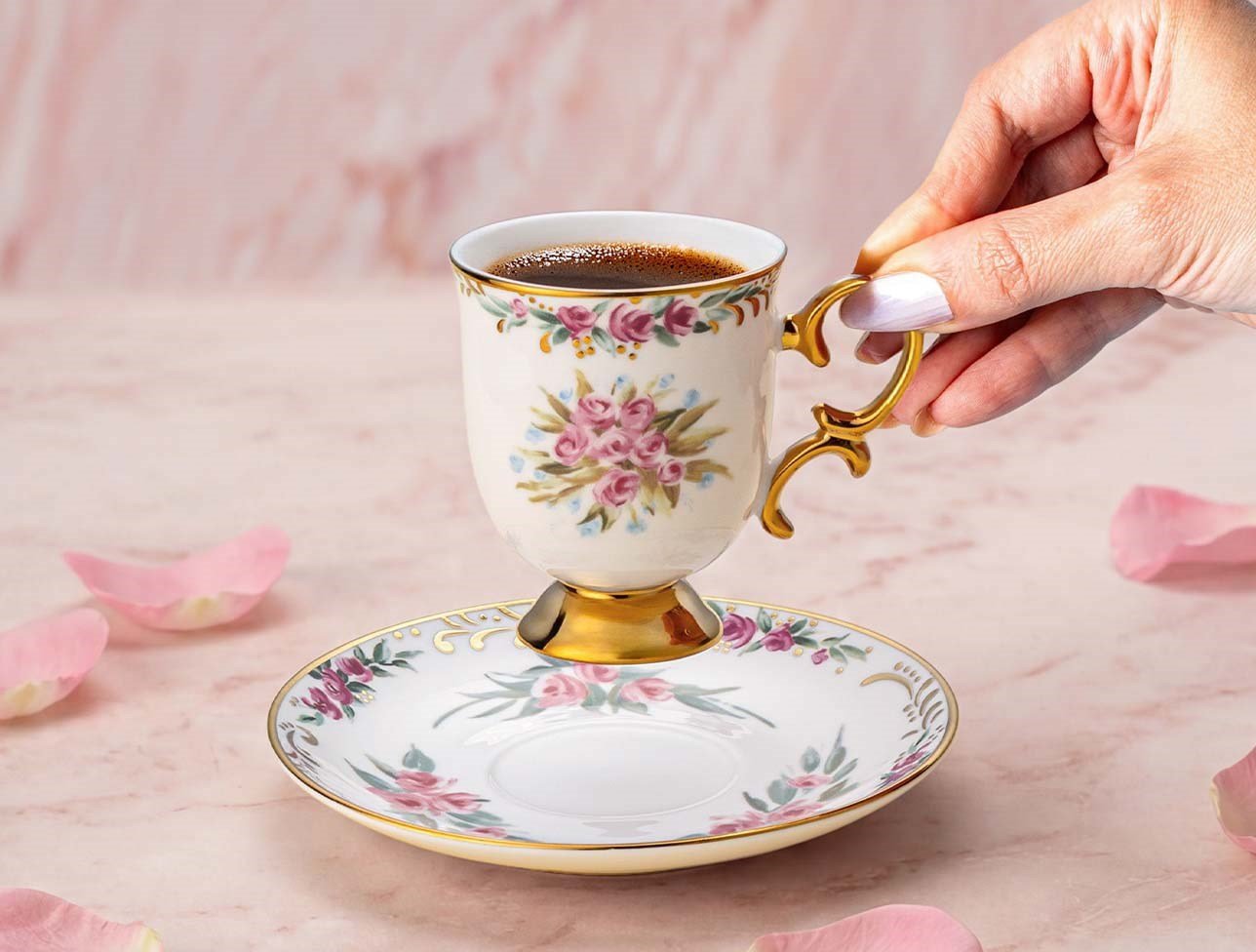EMSAN ROSE 6 KİŞİLİK KAHVE FİNCAN TAKIMI 80ML