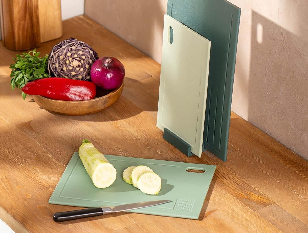 EMSAN RUSTİK KESME TAHTASI SETİ YEŞİL