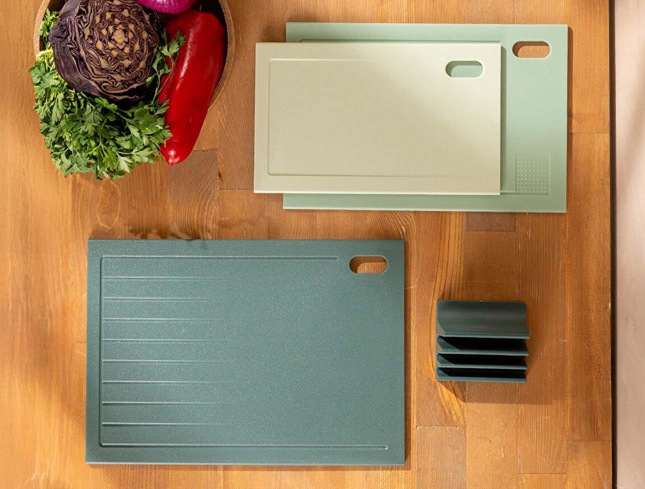 EMSAN RUSTİK KESME TAHTASI SETİ YEŞİL