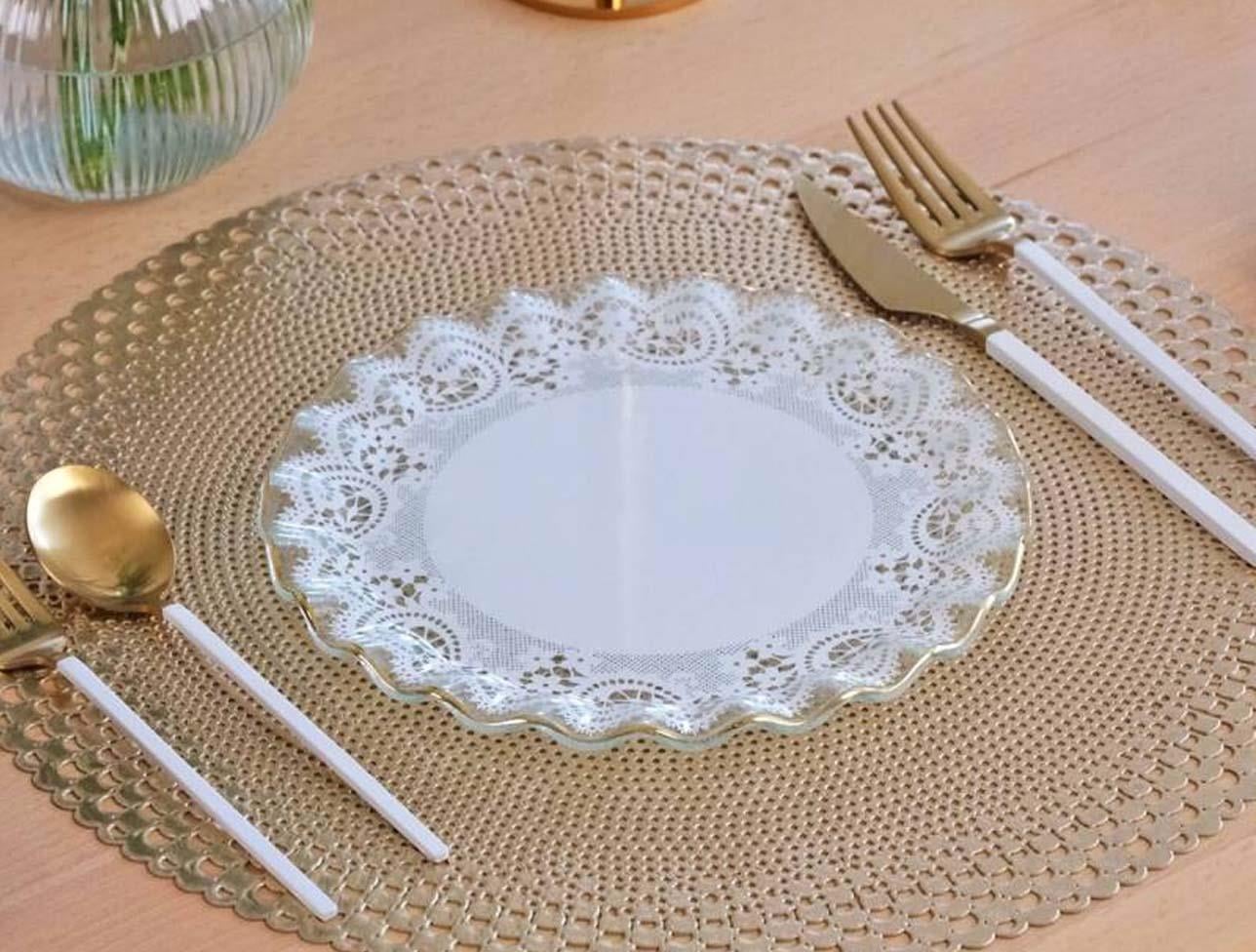 GLORE Marche Altın Pasta Tabağı 21 Cm 6 Lı