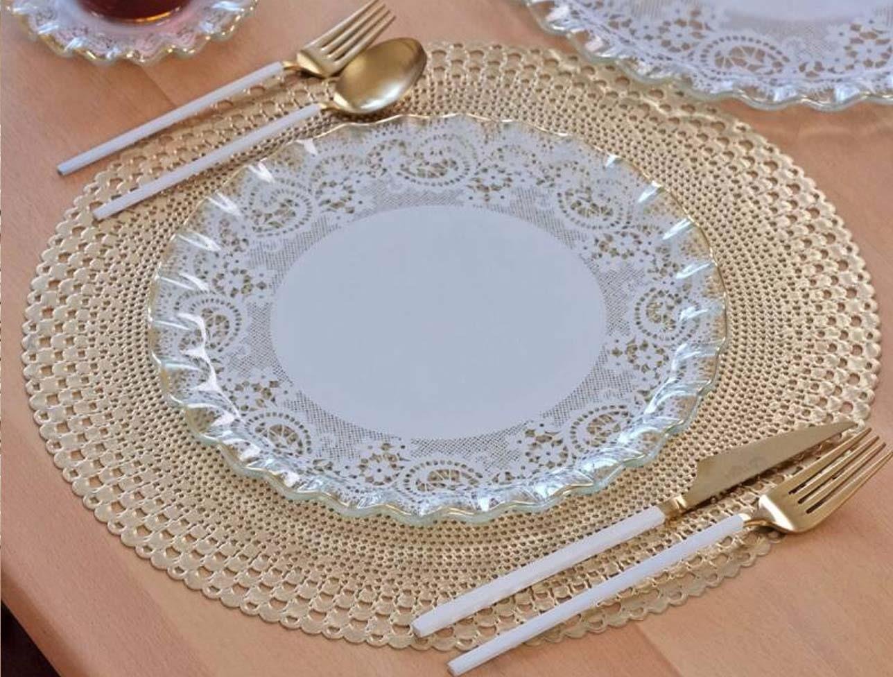 GLORE Marche Altın Servis Tabağı 26 Cm 6 Lı