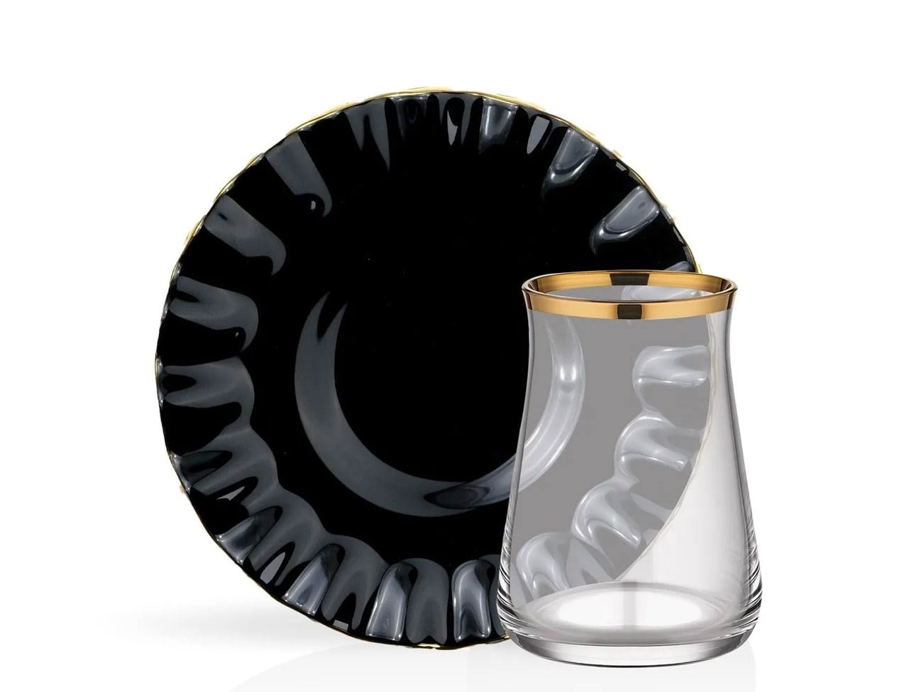GLORE SOLİD SİYAH WAVY ÇAY SETİ 6 LI 68857