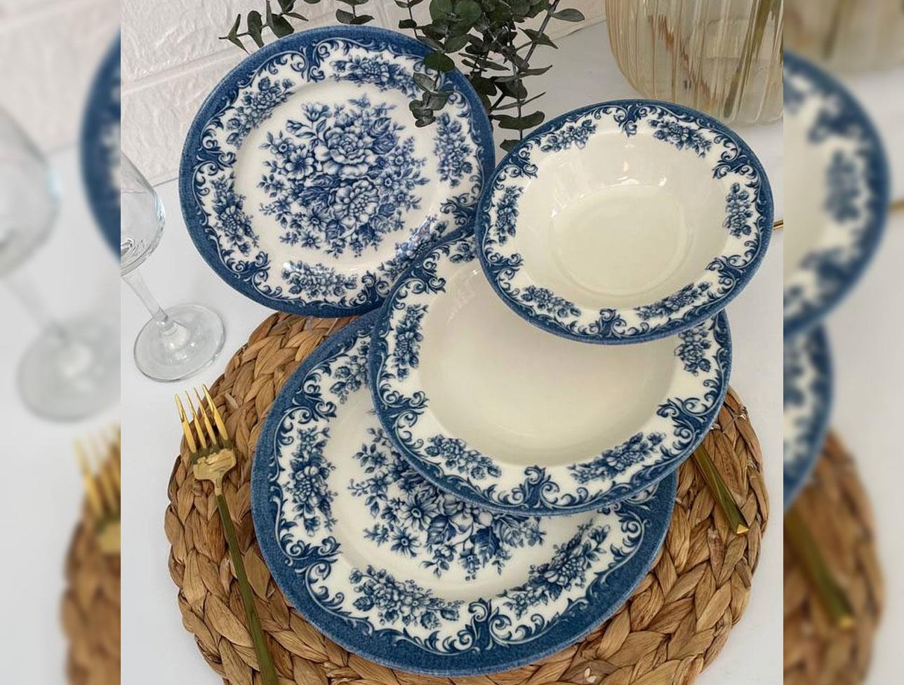 KOSOVA 310 24 PRÇ YEMEK TAKIMI BLUE ROSABELLA