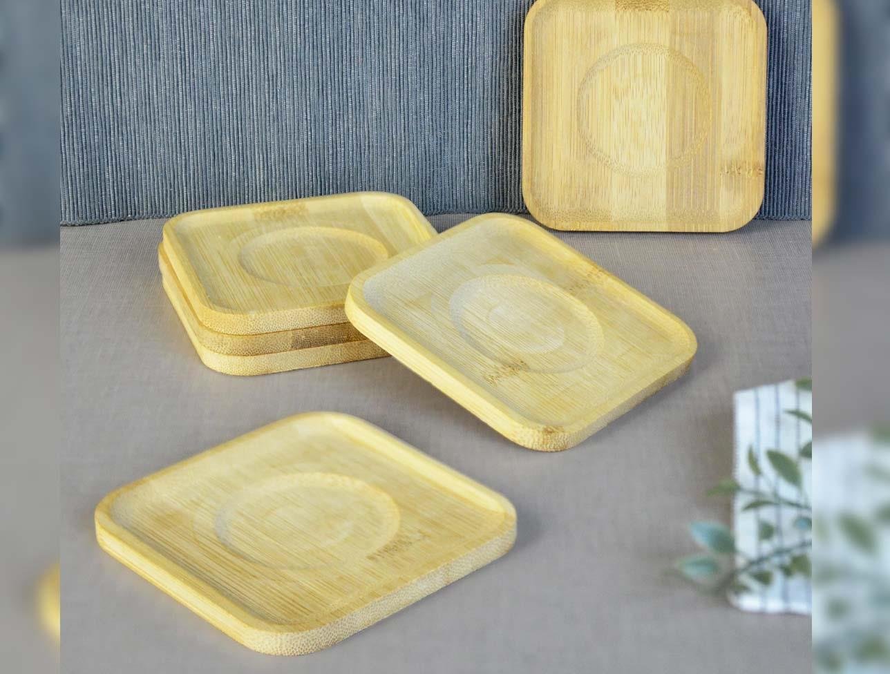 KRD HOME BAMBU 12 Lİ ÇAY TABAĞI KARE 7214